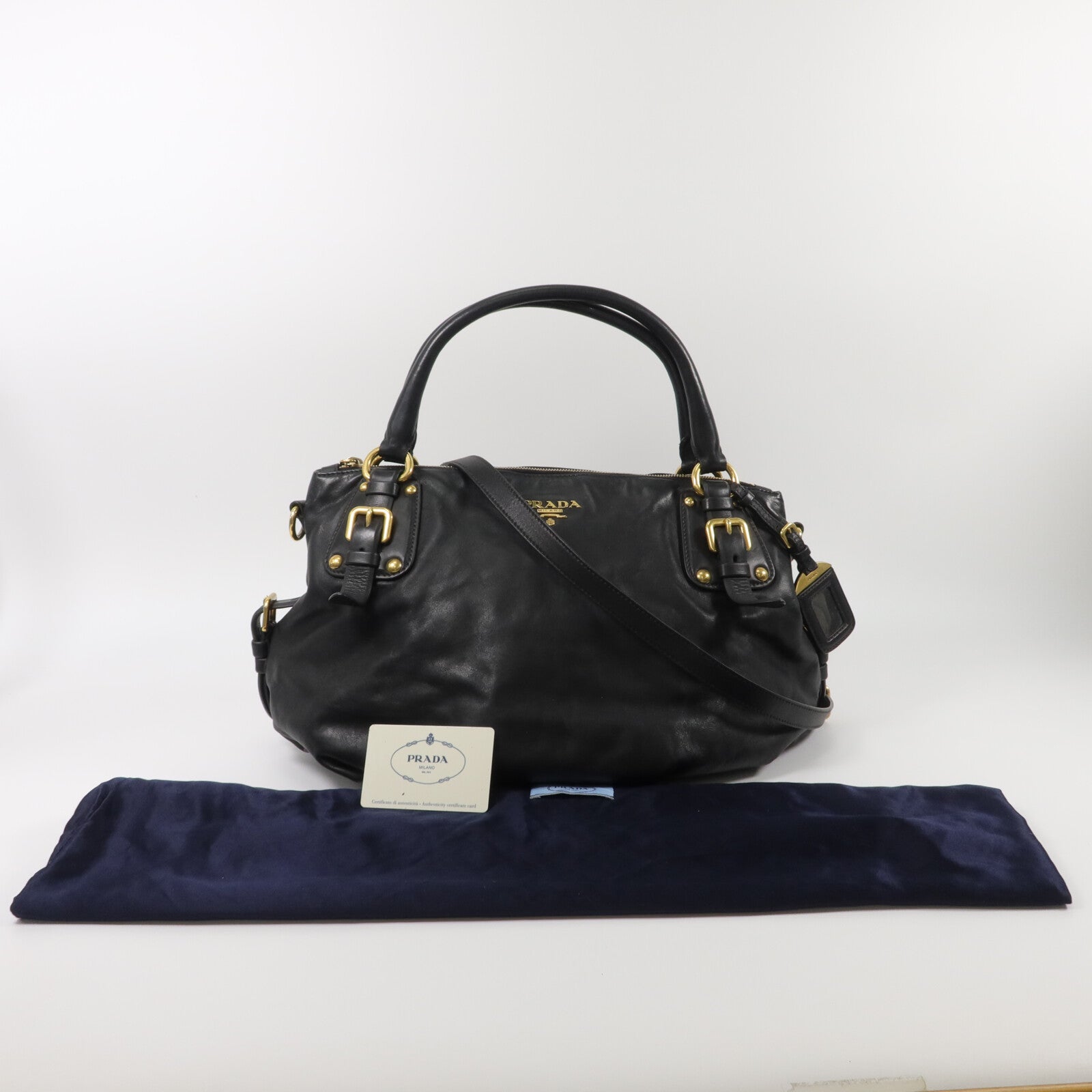 PRADA 牛皮皮革Sacca Shoulder Bag手挽肩背兩用袋