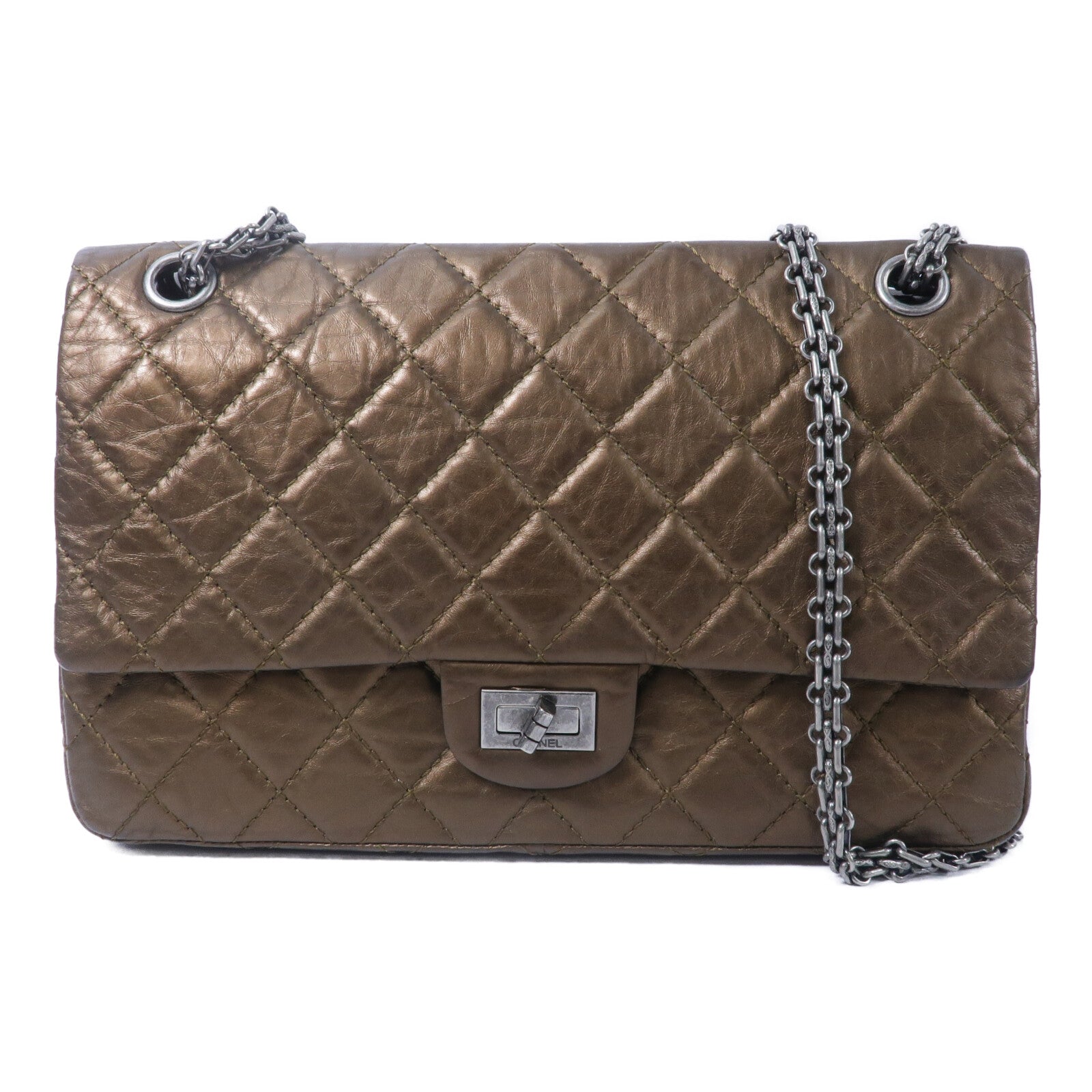 CHANEL 牛皮皮革2.55 Medium鏈帶肩背袋