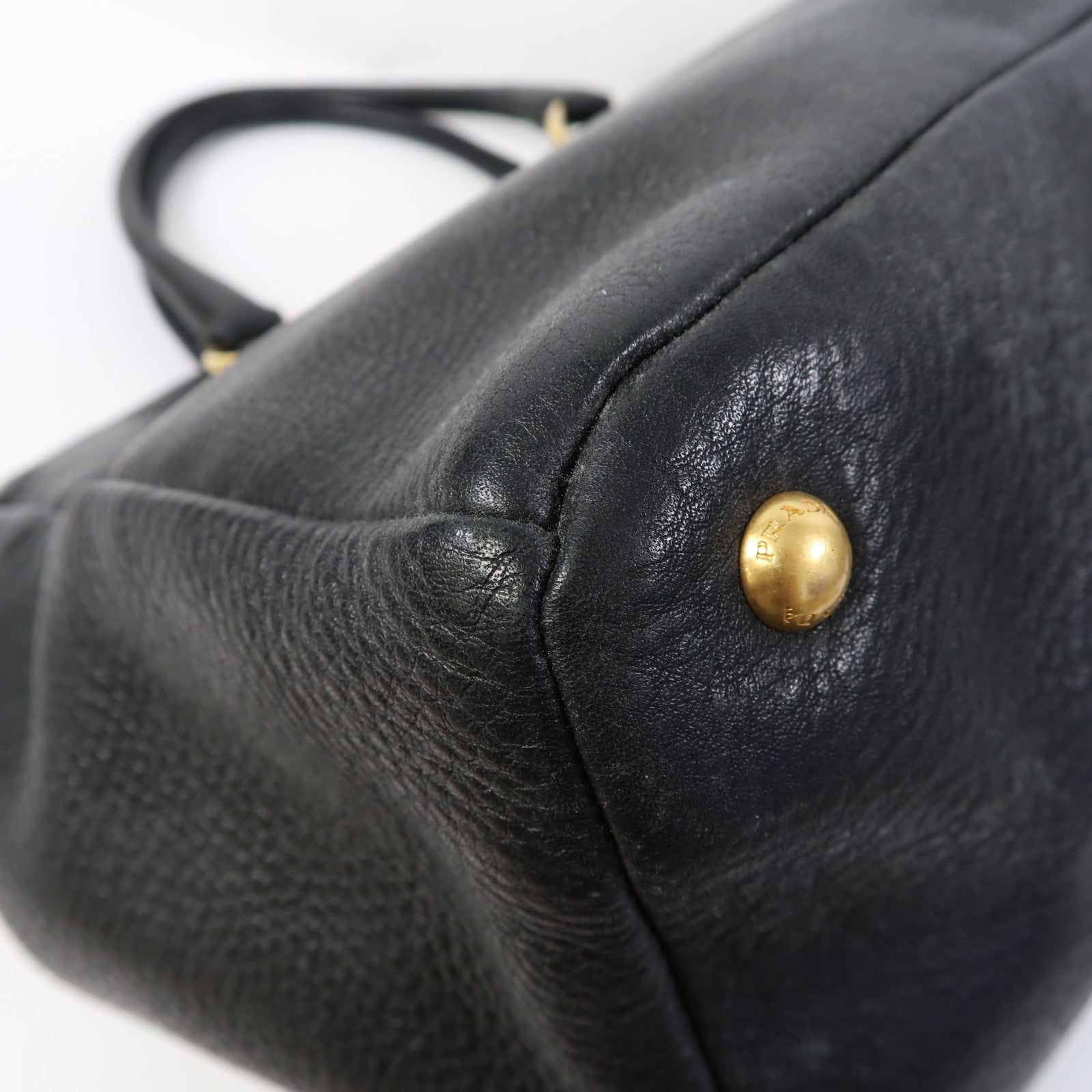 PRADA 牛皮皮革2 Way Shoulder Bag金扣手挽肩背兩用袋黑色