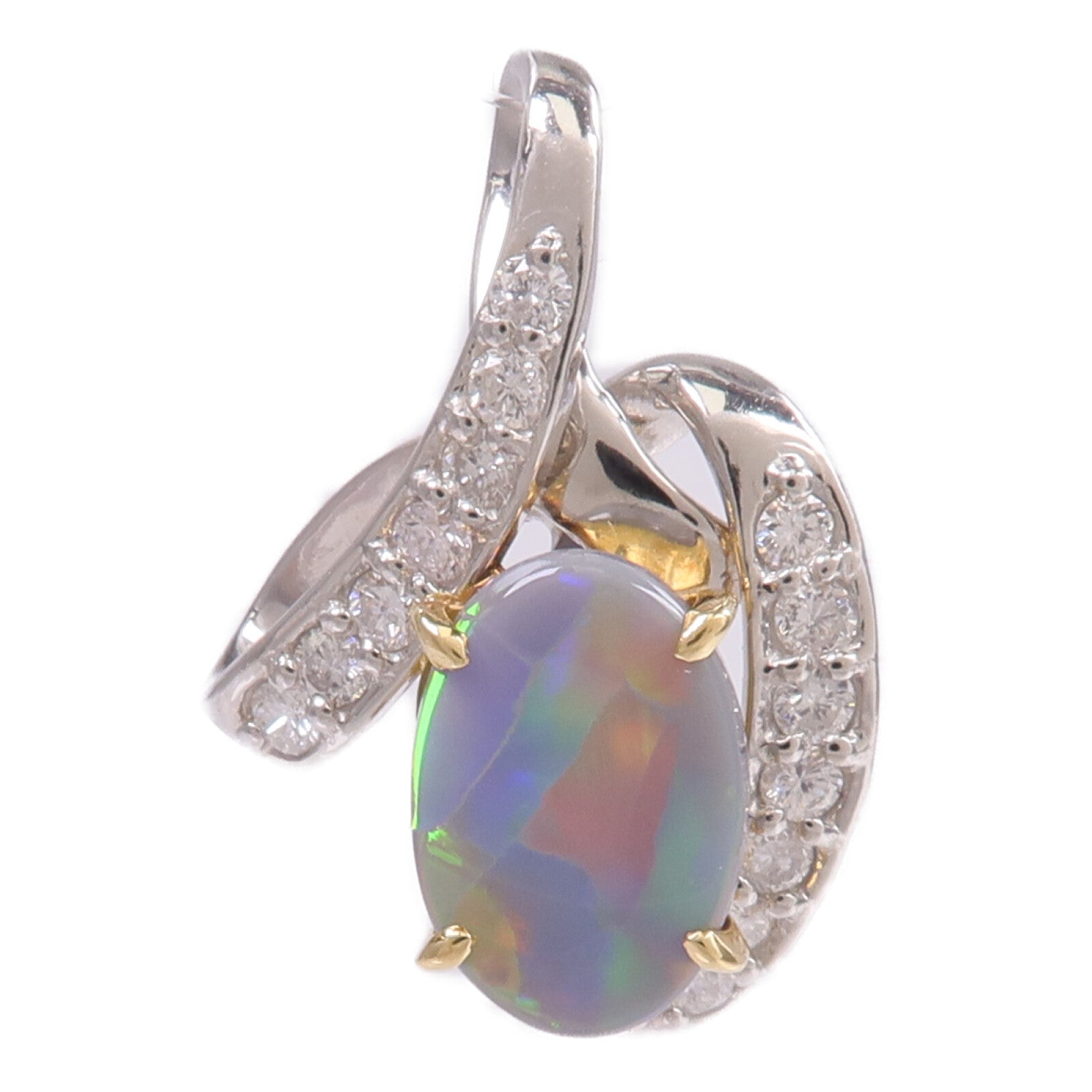 JEWELRY PT900鉑金/18K黃金Black Opal Diamond Pendant Top黑蛋白石/鑽石吊墜