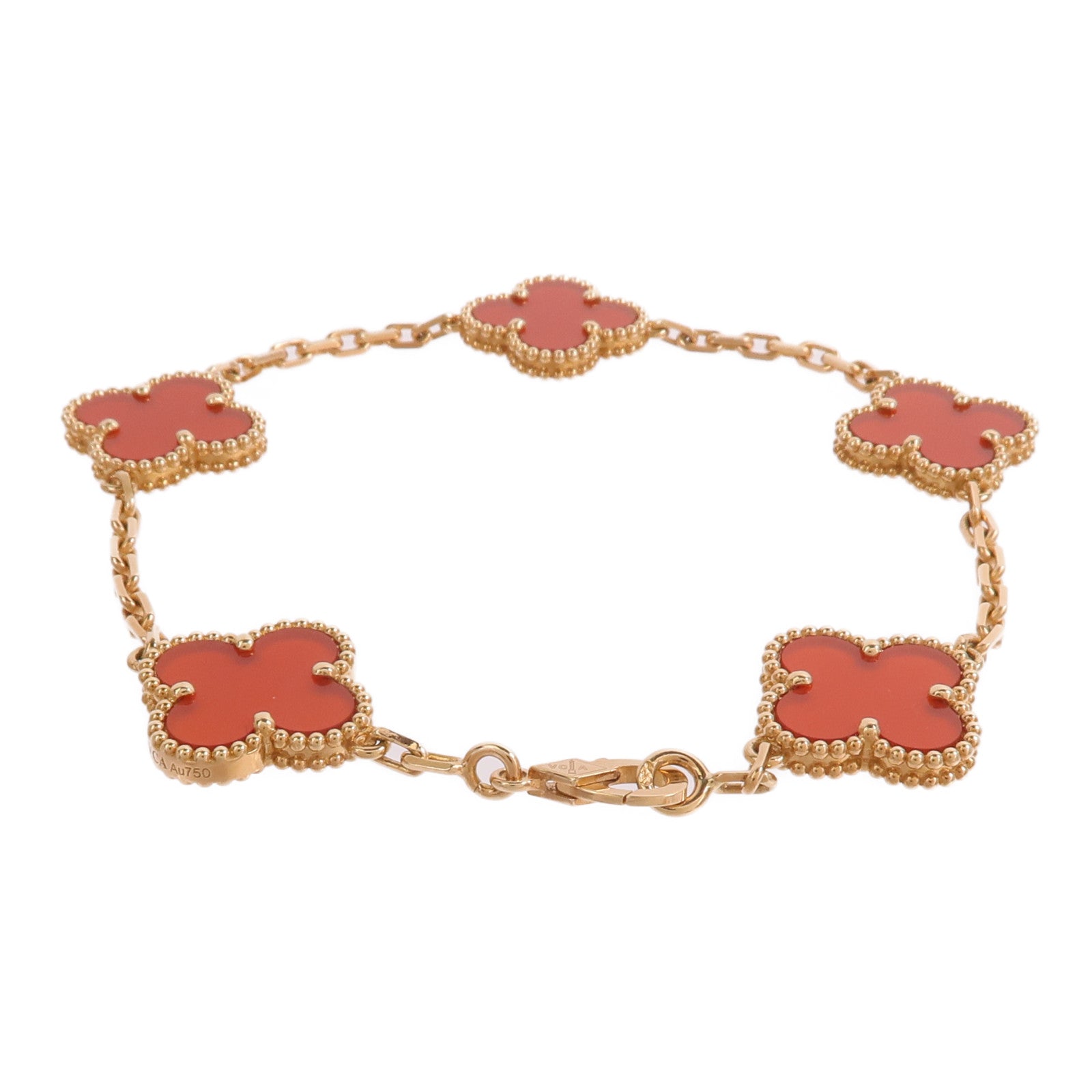 Van Cleef & Arpels 18K黃金Vintage Alhambra Bracelet紅玉髓手鏈