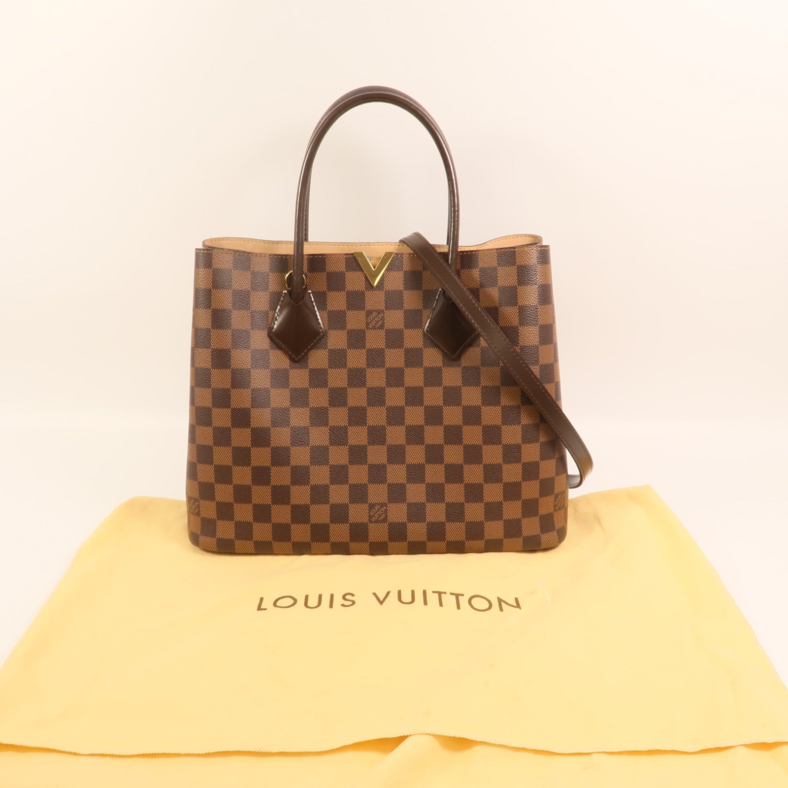 LOUIS VUITTON Damier Kensington金扣手挽肩背兩用袋