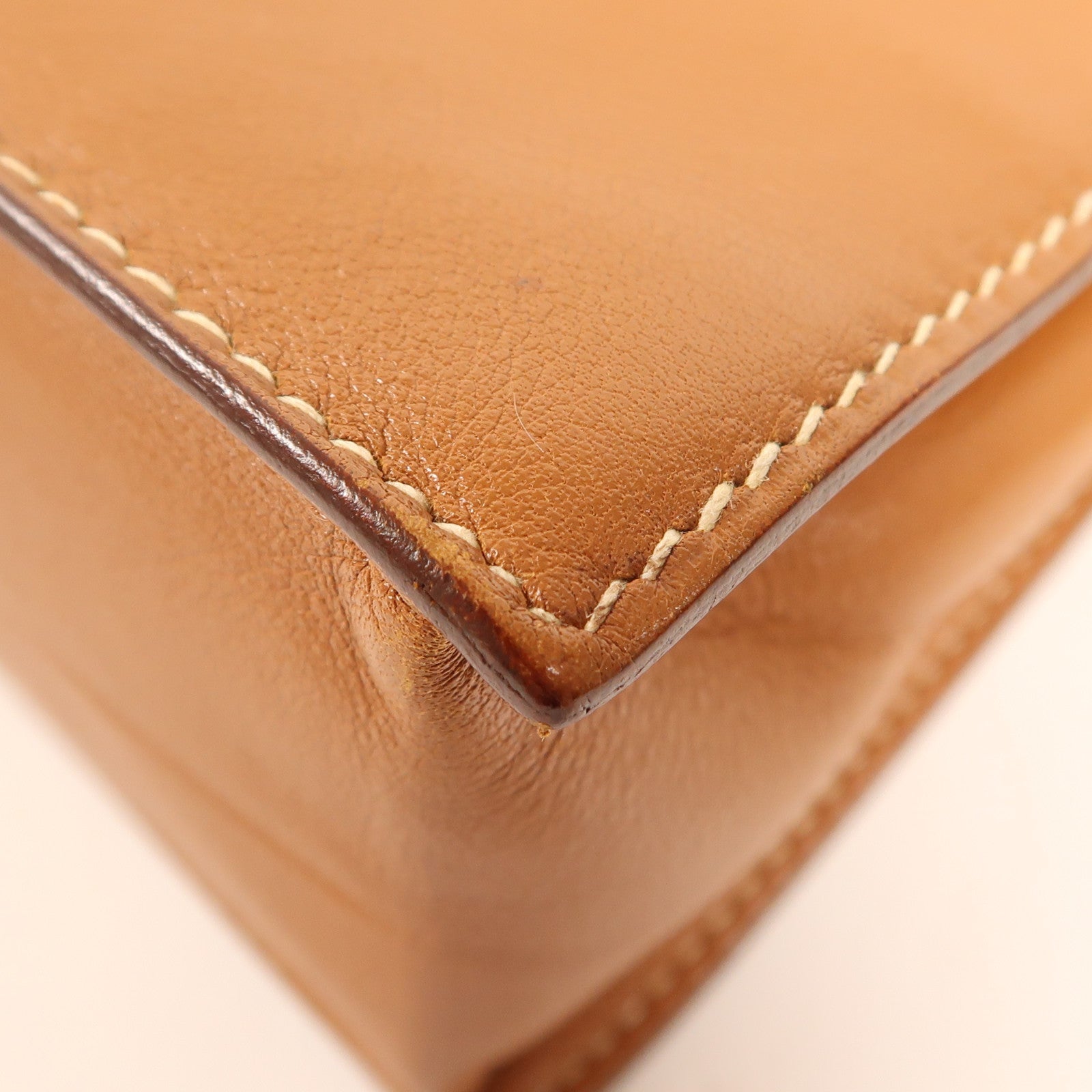 HERMES Swift皮革Kelly Danse銀扣肩背袋Gold