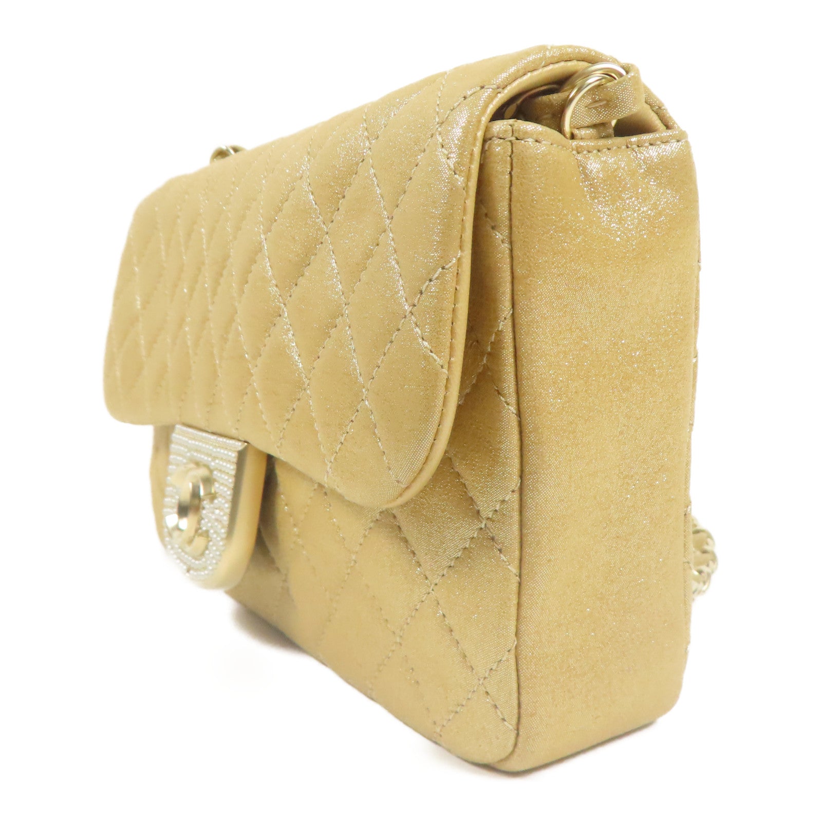 CHANEL 羊皮皮革Chain Shoulder金扣鏈帶肩背袋