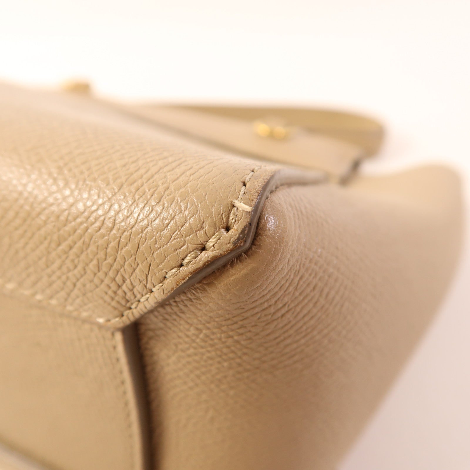 CELINE GHW Nano Belt Bag 2 Way Shoulder Bag Handbag Calfskin Leather Beige