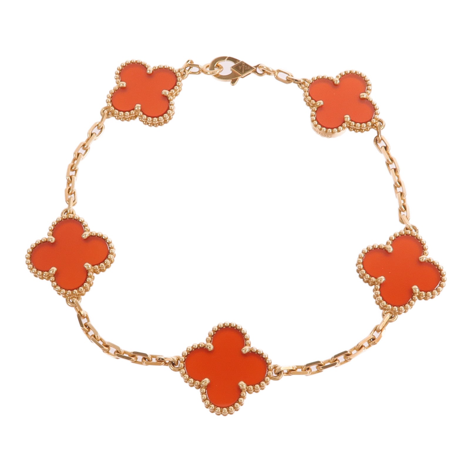 Van Cleef & Arpels 18K黃金Vintage Alhambra Bracelet紅玉髓手鏈
