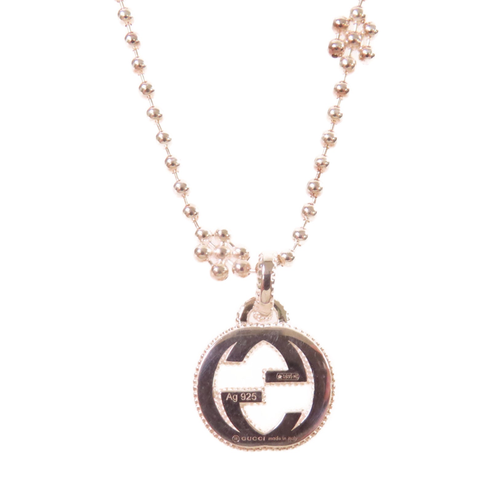 GUCCI 925純銀Interlocking Necklace銀扣項鏈