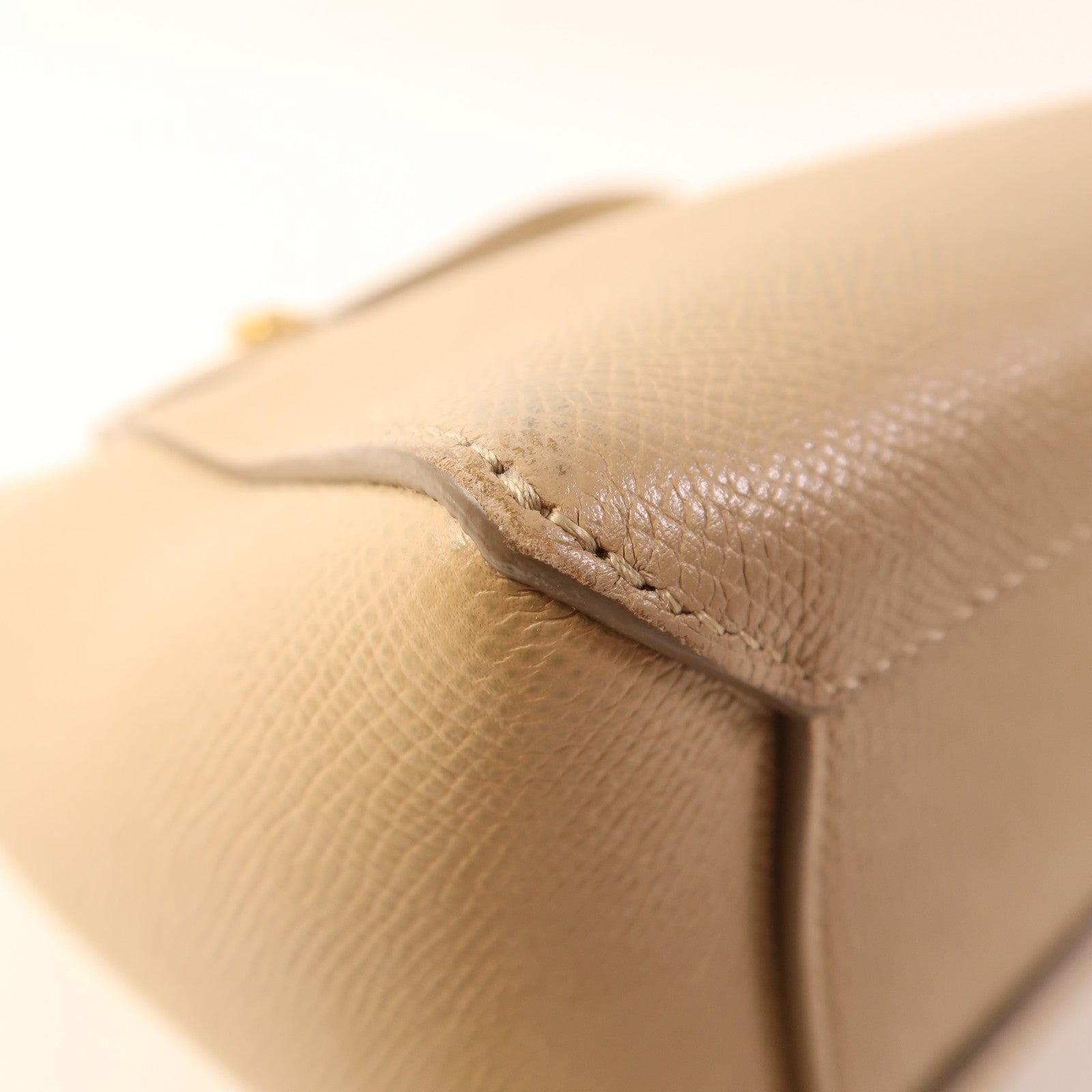 CELINE GHW Nano Belt Bag 2 Way Shoulder Bag Handbag Calfskin Leather Beige