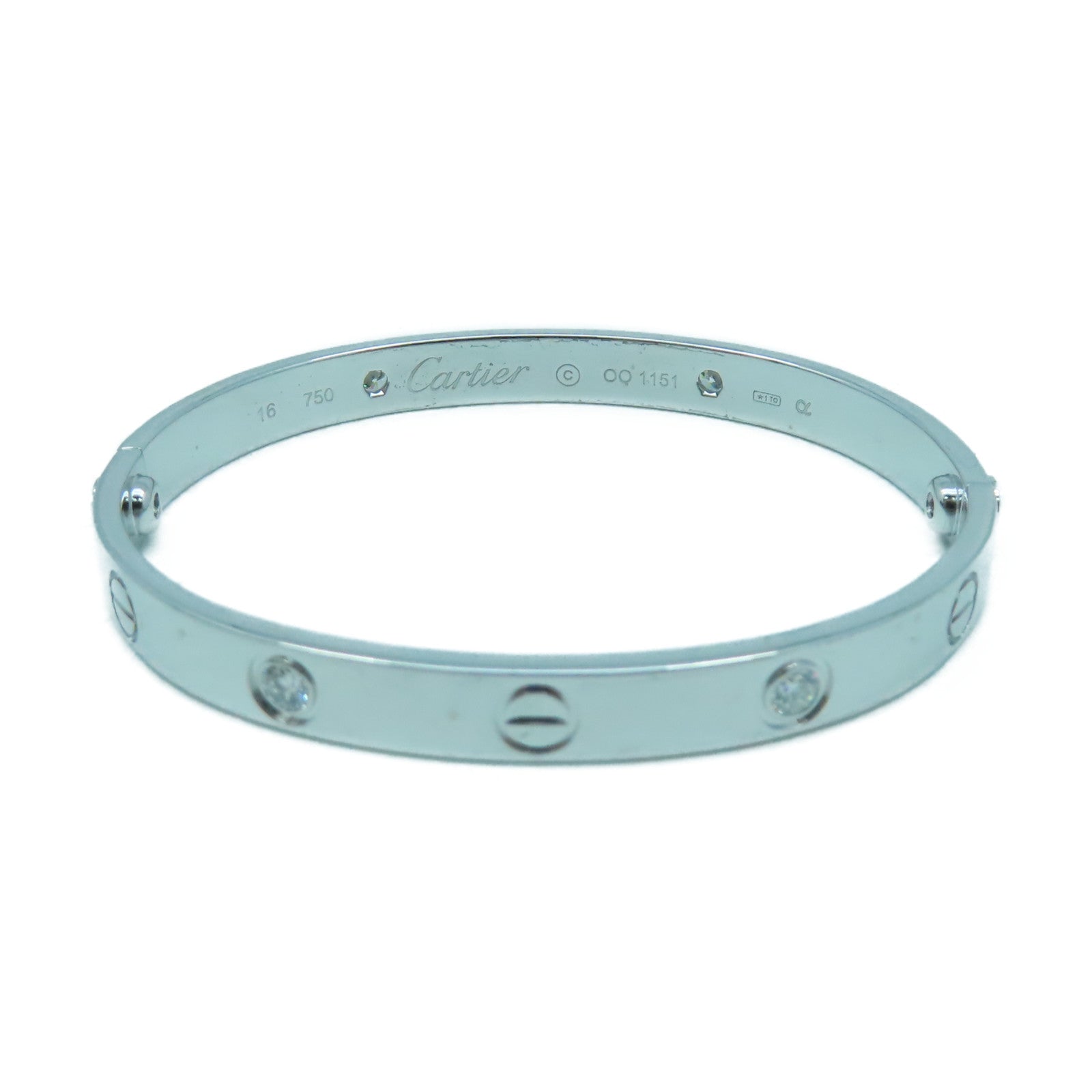 CARTIER 【激減優惠】18K白金4 Diamond Love Braceret手鐲銀色