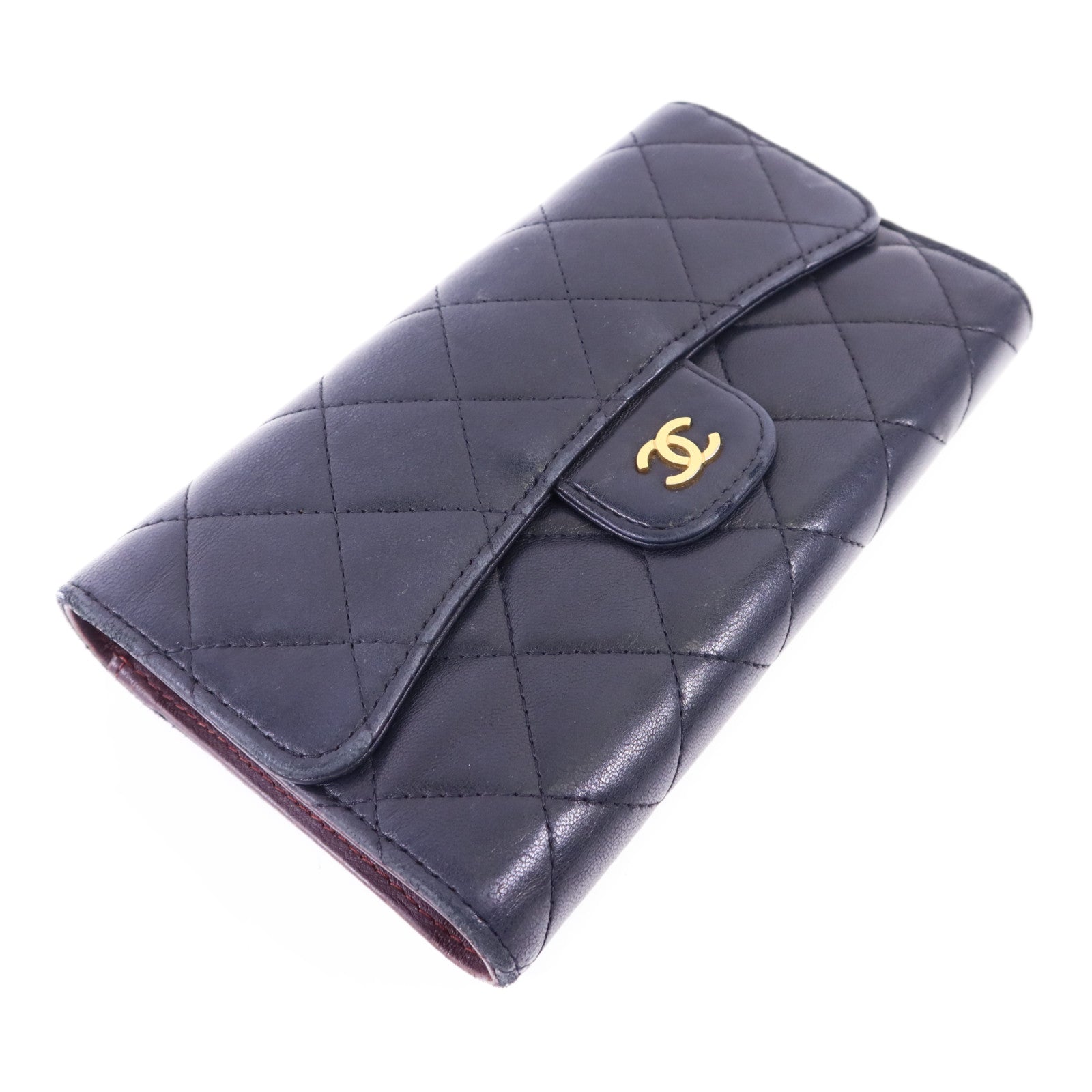 CHANEL 【激減優惠】羊皮皮革Long Wallet金扣長錢包