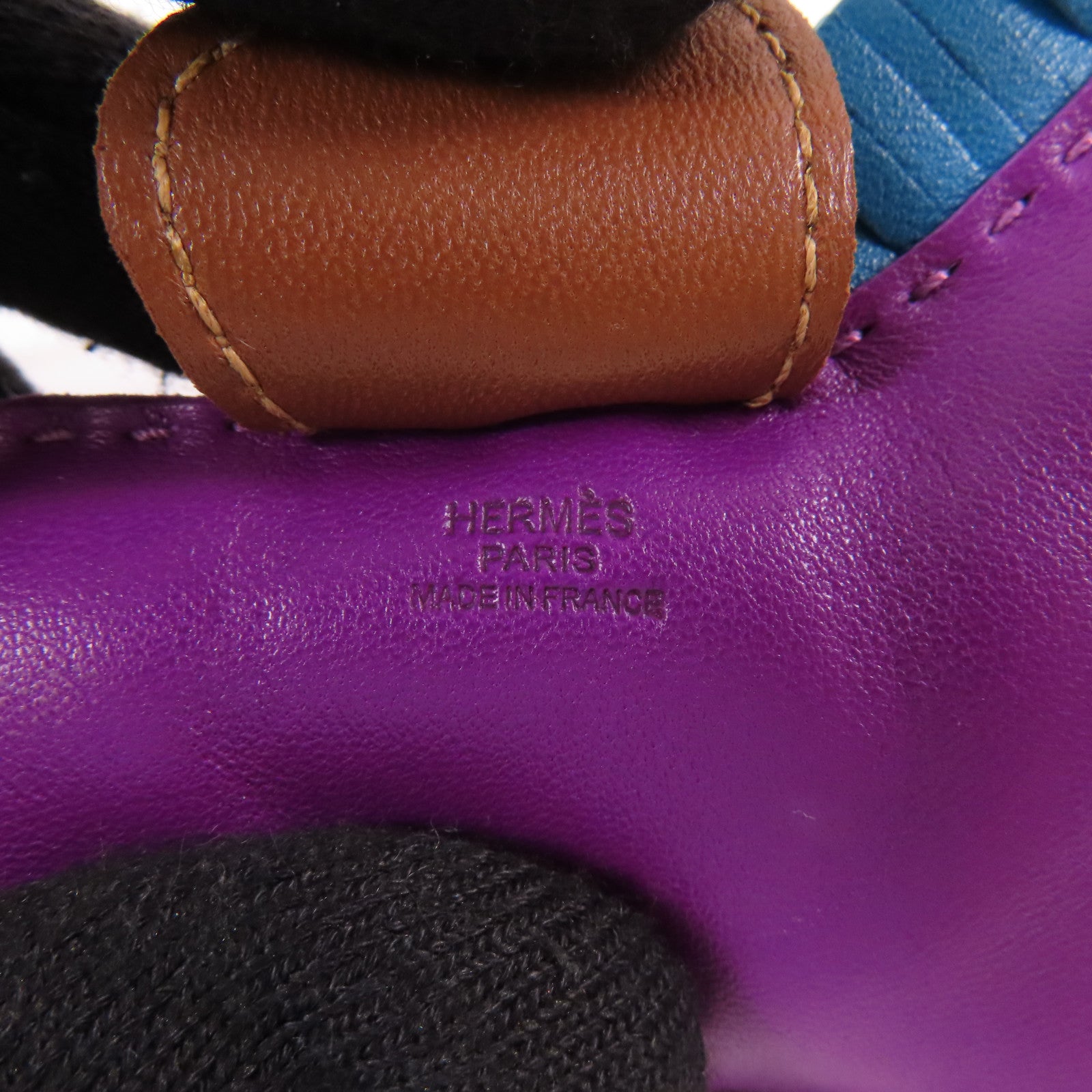 HERMES Rodeo MM Charm Milo Veau Swift Leather Anemone Purple Green Brown