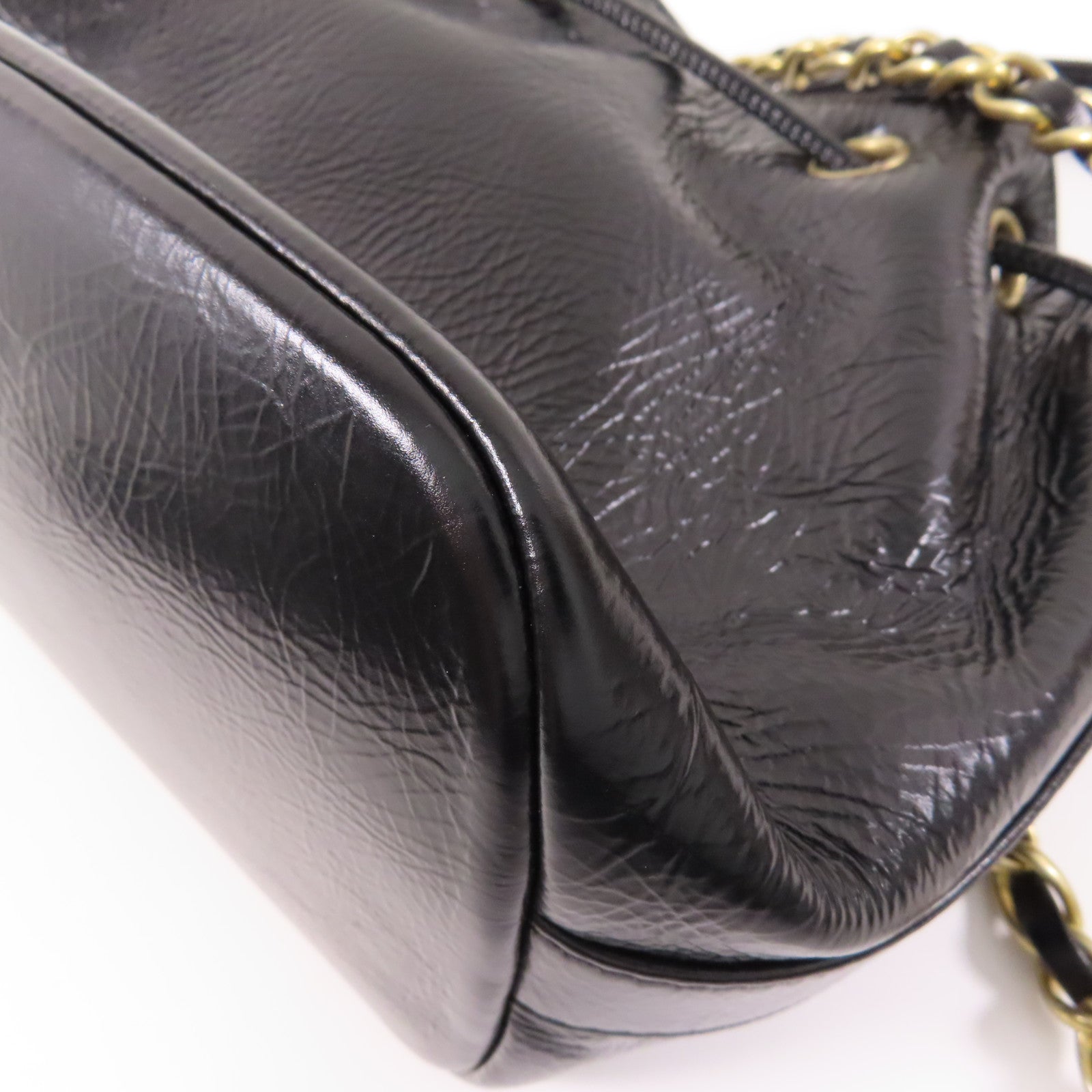 CHANEL CC GHW Bucket Chain Shoulder Bag Calfskin Leather Black