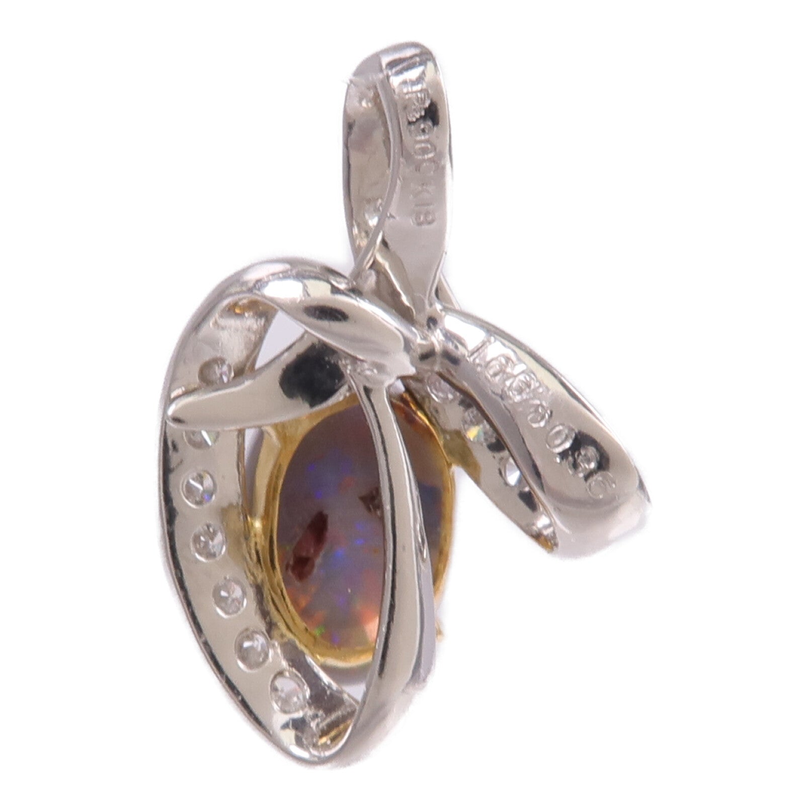 JEWELRY PT900鉑金/18K黃金Black Opal Diamond Pendant Top黑蛋白石/鑽石吊墜