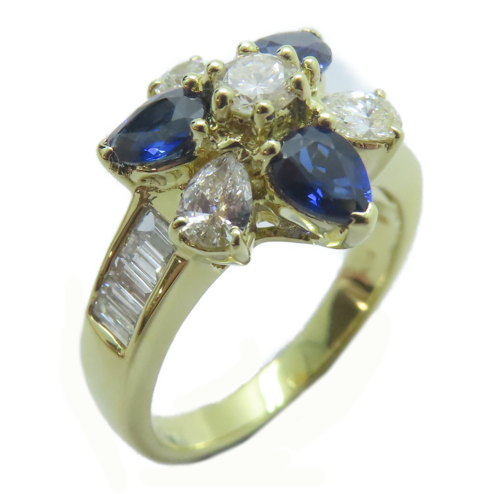JEWELRY 【激減優惠】18K黃金Sapphire Ring 1.17ct藍寶石/0.65ct鑚石戒指US#6.5
