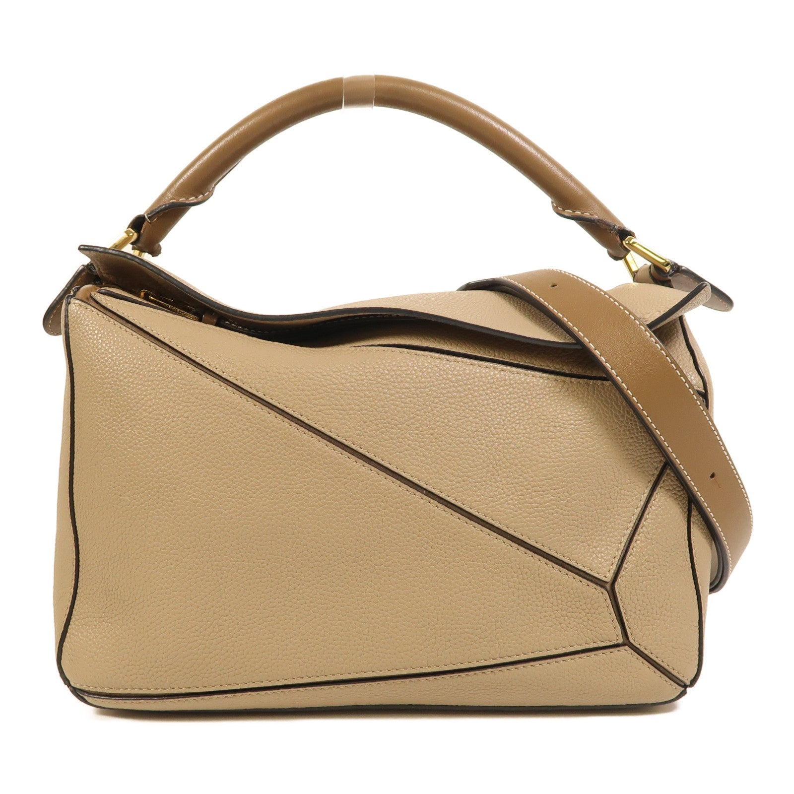 LOEWE 牛皮皮革Puzzle Medium金扣手挽肩背兩用袋