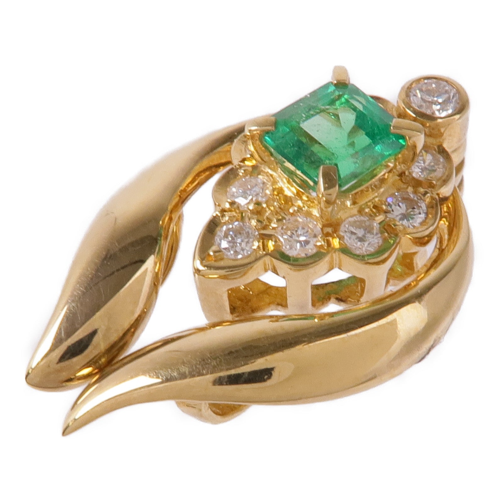 JEWELRY Emerald Diamond Pendant Top 18K Yellow Gold