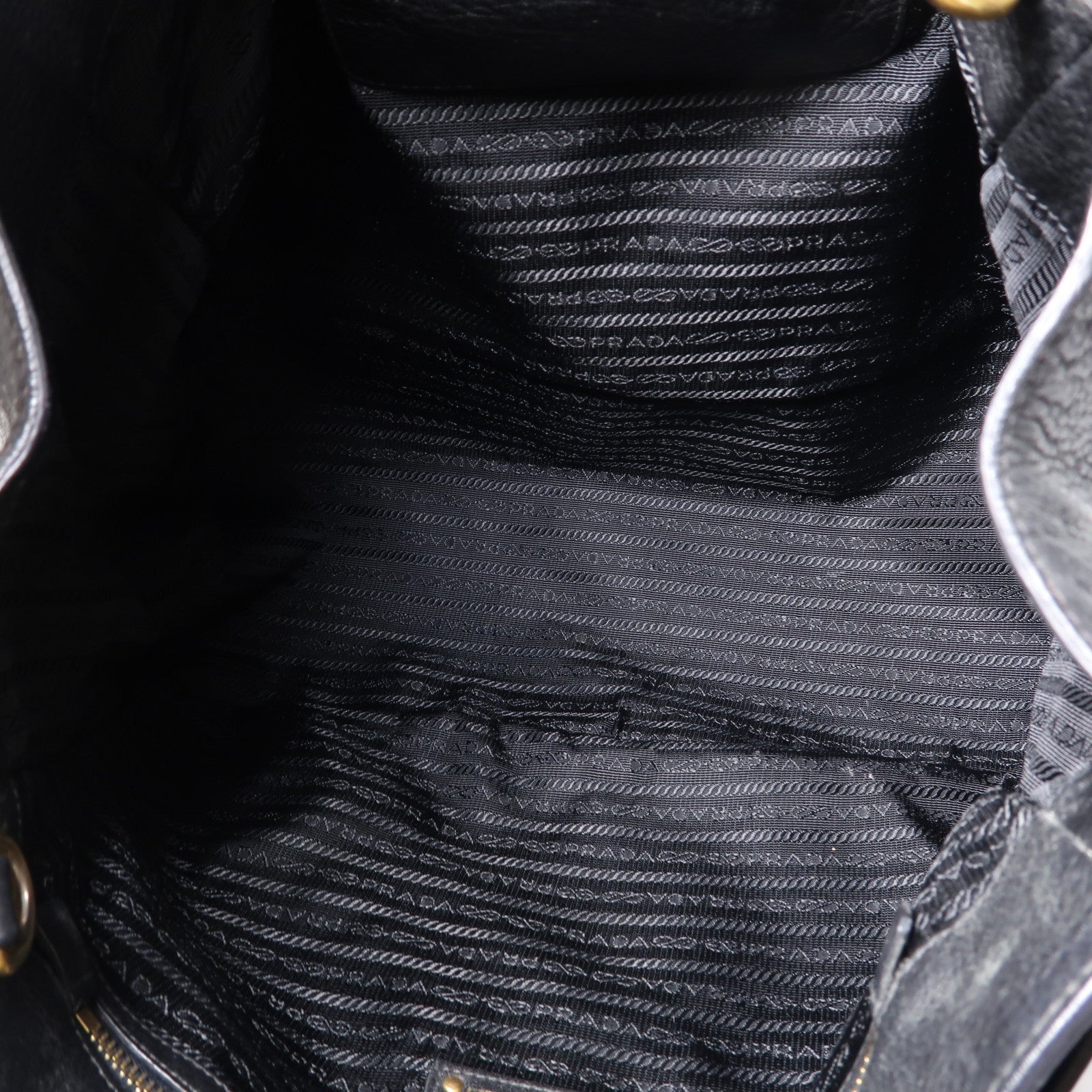 PRADA 牛皮皮革2 Way Shoulder Bag金扣手挽肩背兩用袋黑色