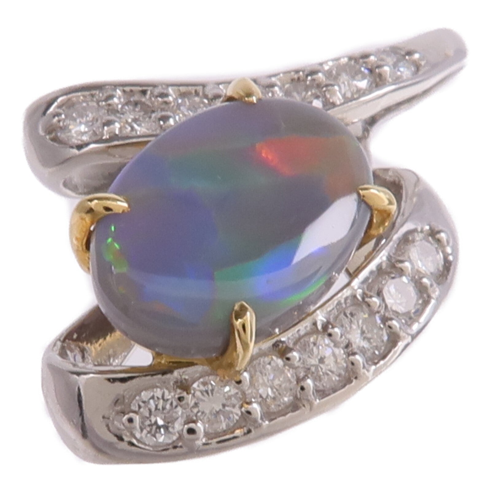 JEWELRY PT900鉑金/18K黃金Black Opal Diamond Pendant Top黑蛋白石/鑽石吊墜