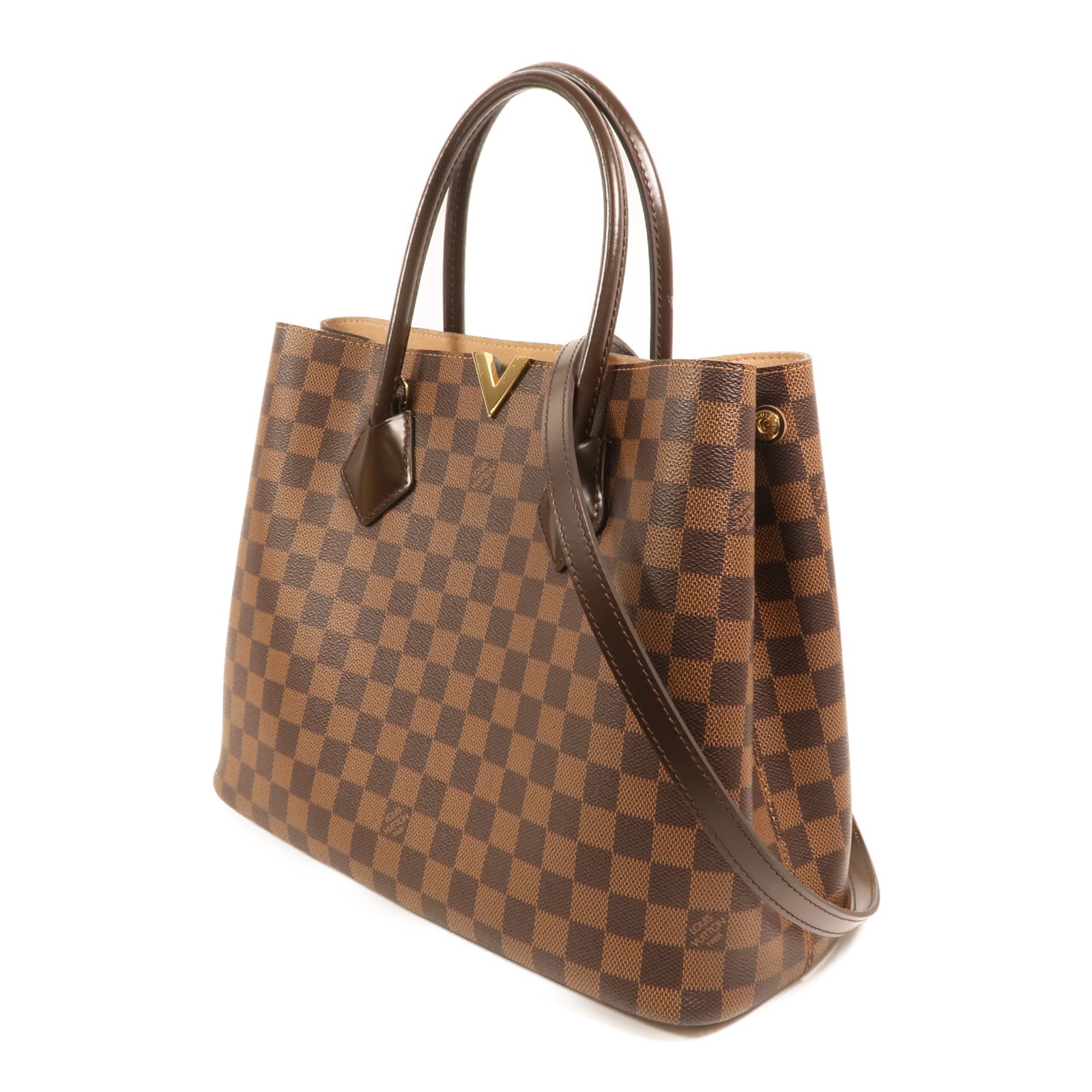 LOUIS VUITTON Damier Kensington金扣手挽肩背兩用袋