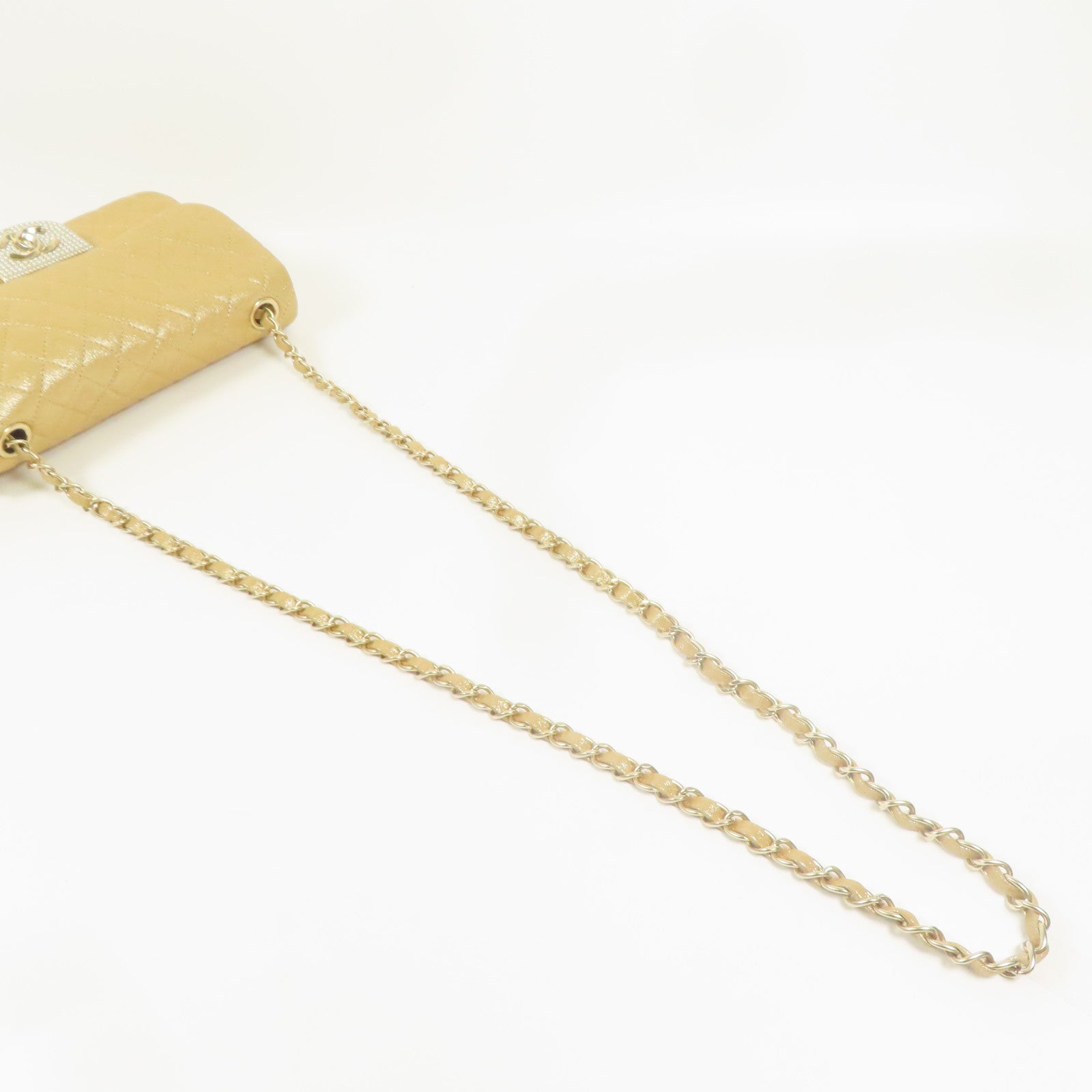 CHANEL 羊皮皮革Chain Shoulder金扣鏈帶肩背袋