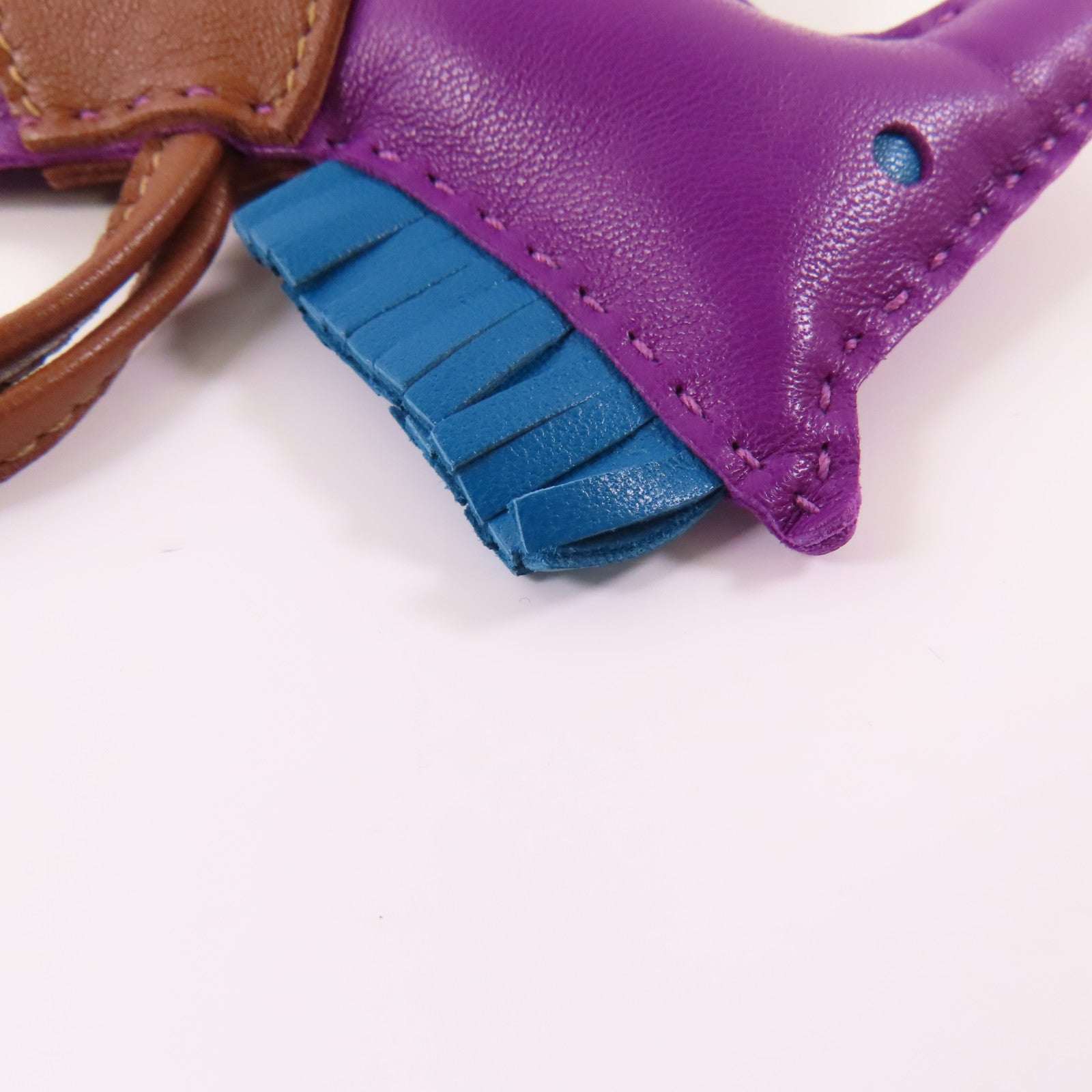 HERMES Milo皮革/Swift皮革Rodeo MM掛飾Anemone