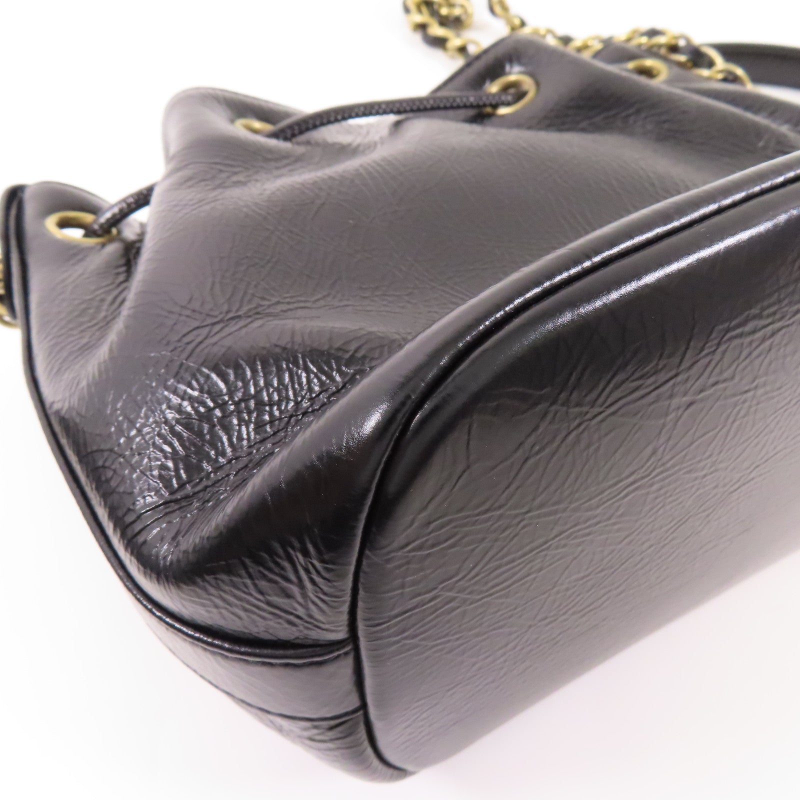 CHANEL CC GHW Bucket Chain Shoulder Bag Calfskin Leather Black
