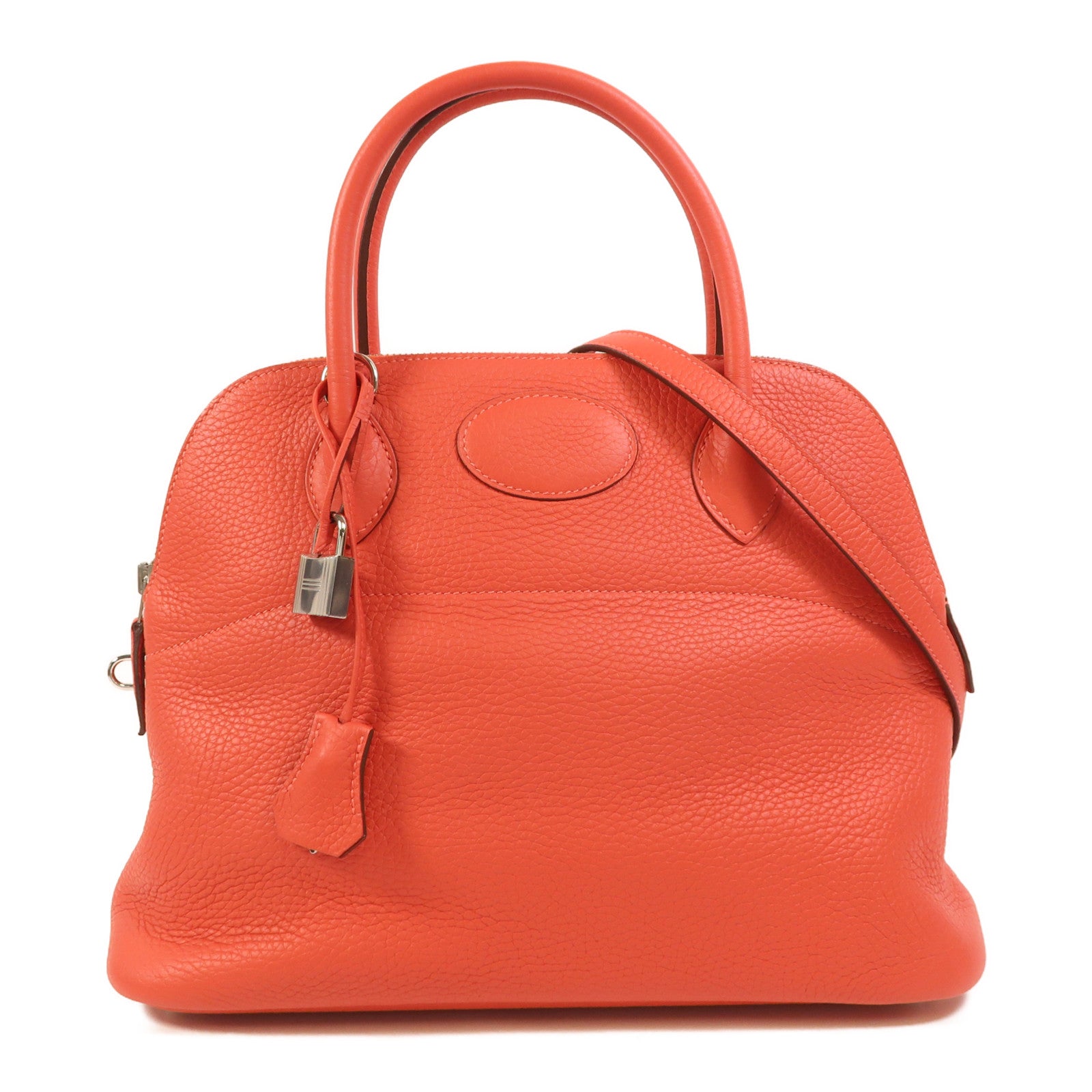 HERMES Clemence皮革Bolide 31銀扣手挽肩背兩用袋Rose Jaipur