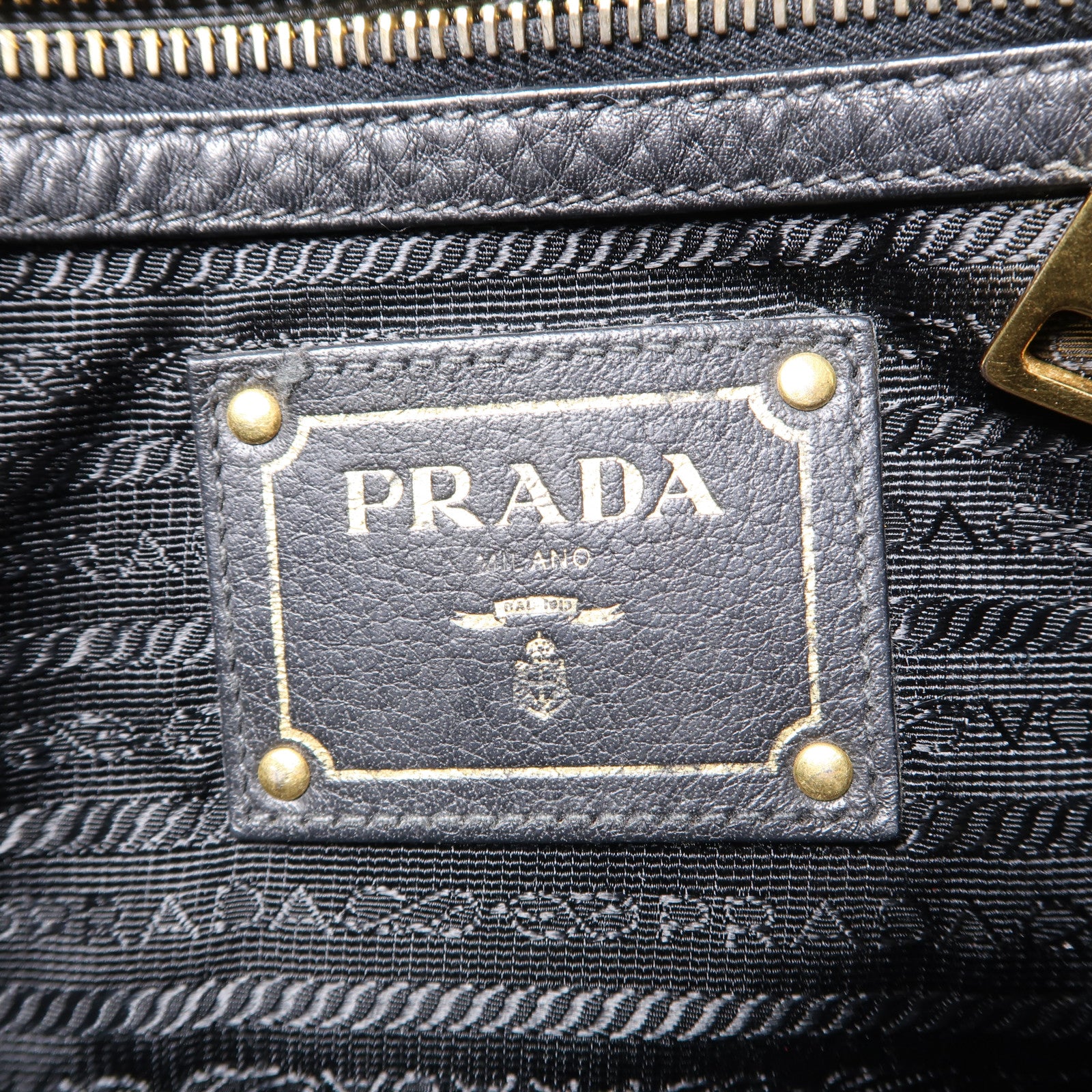 PRADA 牛皮皮革2 Way Shoulder Bag金扣手挽肩背兩用袋黑色