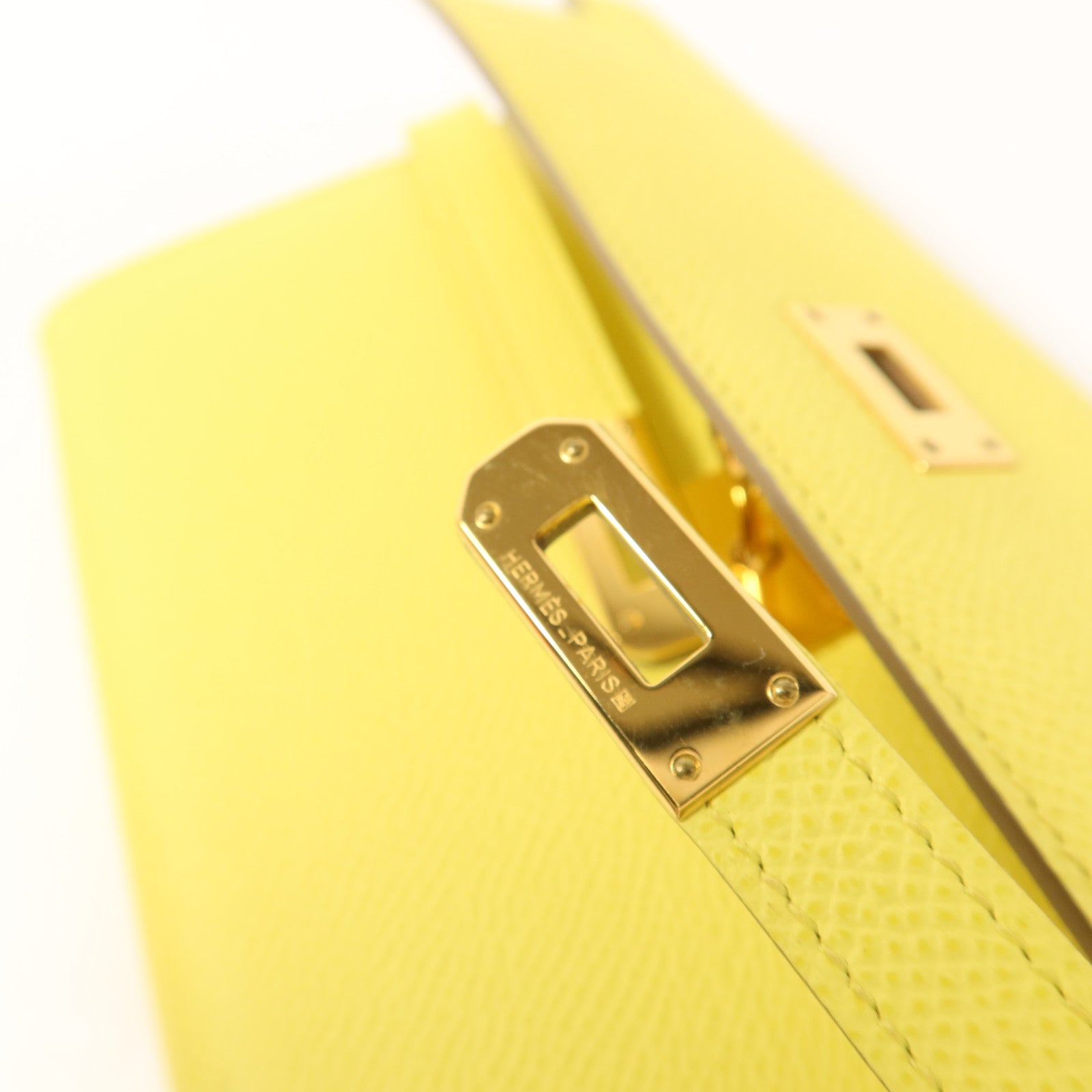 HERMES Epsom皮革Kelly Wallet金扣長錢包Soufre
