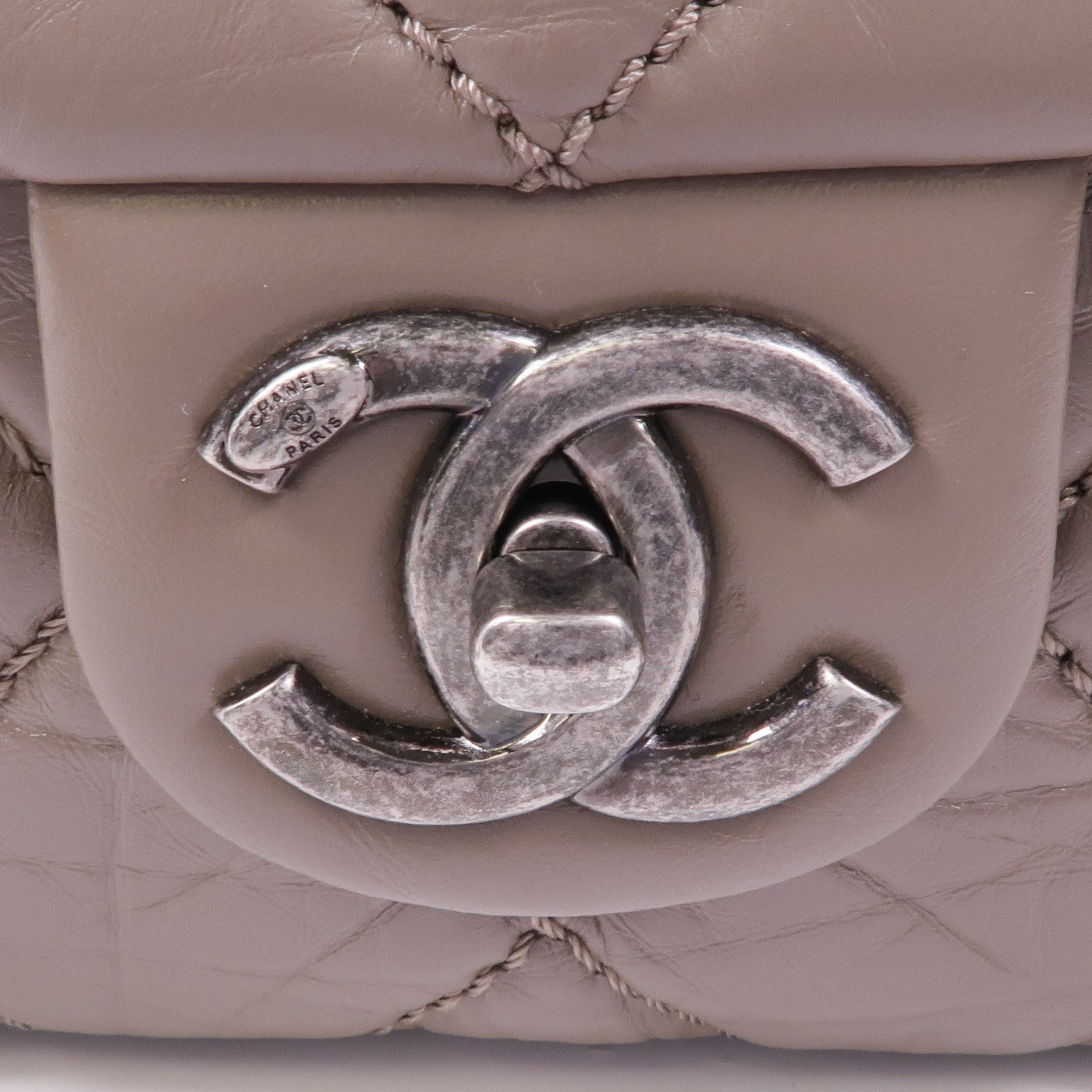 CHANEL 羊皮皮革Chain Shoulder銀扣鏈帶肩背袋