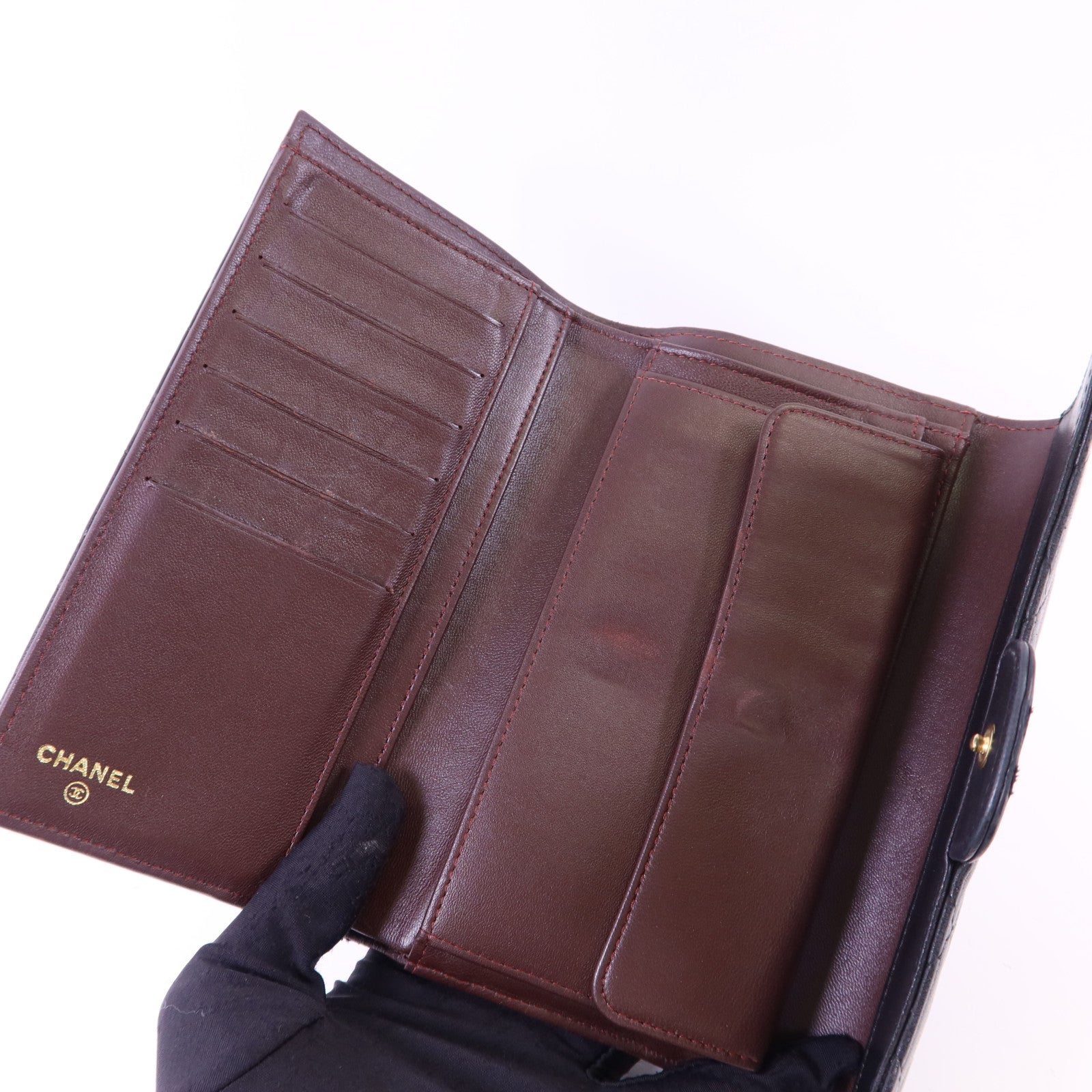 CHANEL 【激減優惠】羊皮皮革Long Wallet金扣長錢包