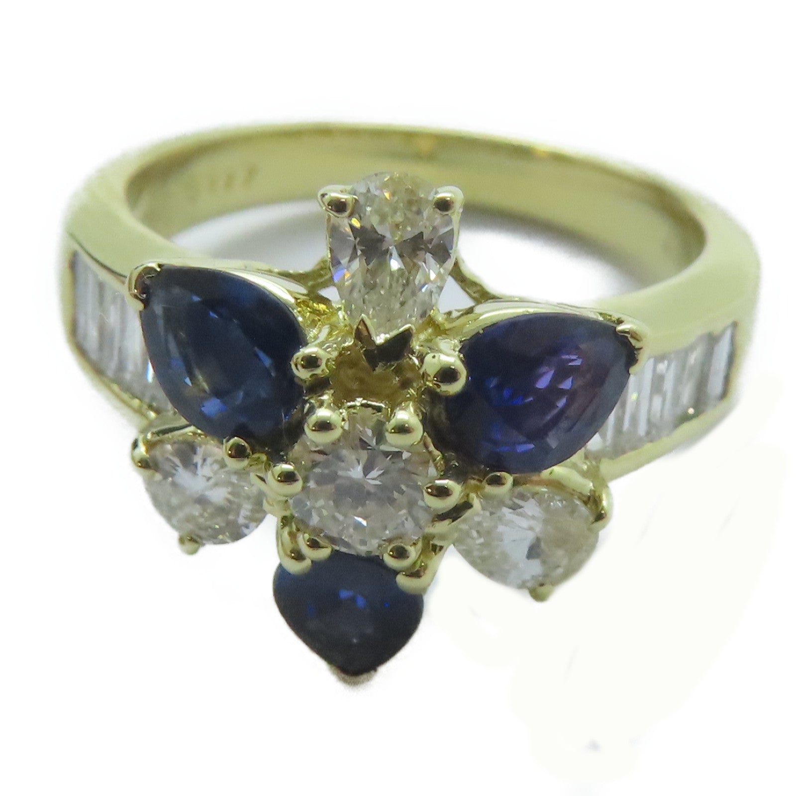 JEWELRY 【激減優惠】18K黃金Sapphire Ring 1.17ct藍寶石/0.65ct鑚石戒指US#6.5