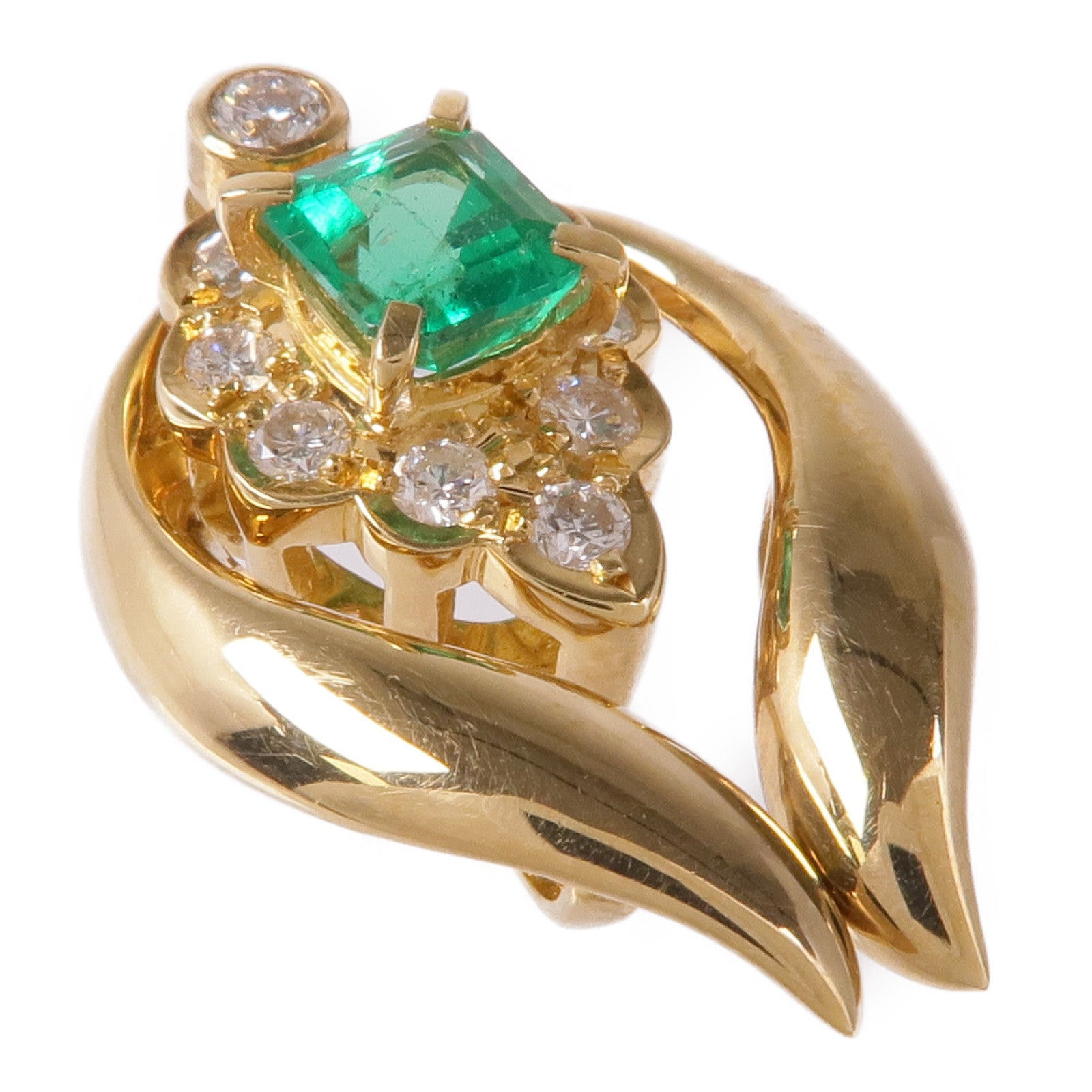 JEWELRY Emerald Diamond Pendant Top 18K Yellow Gold