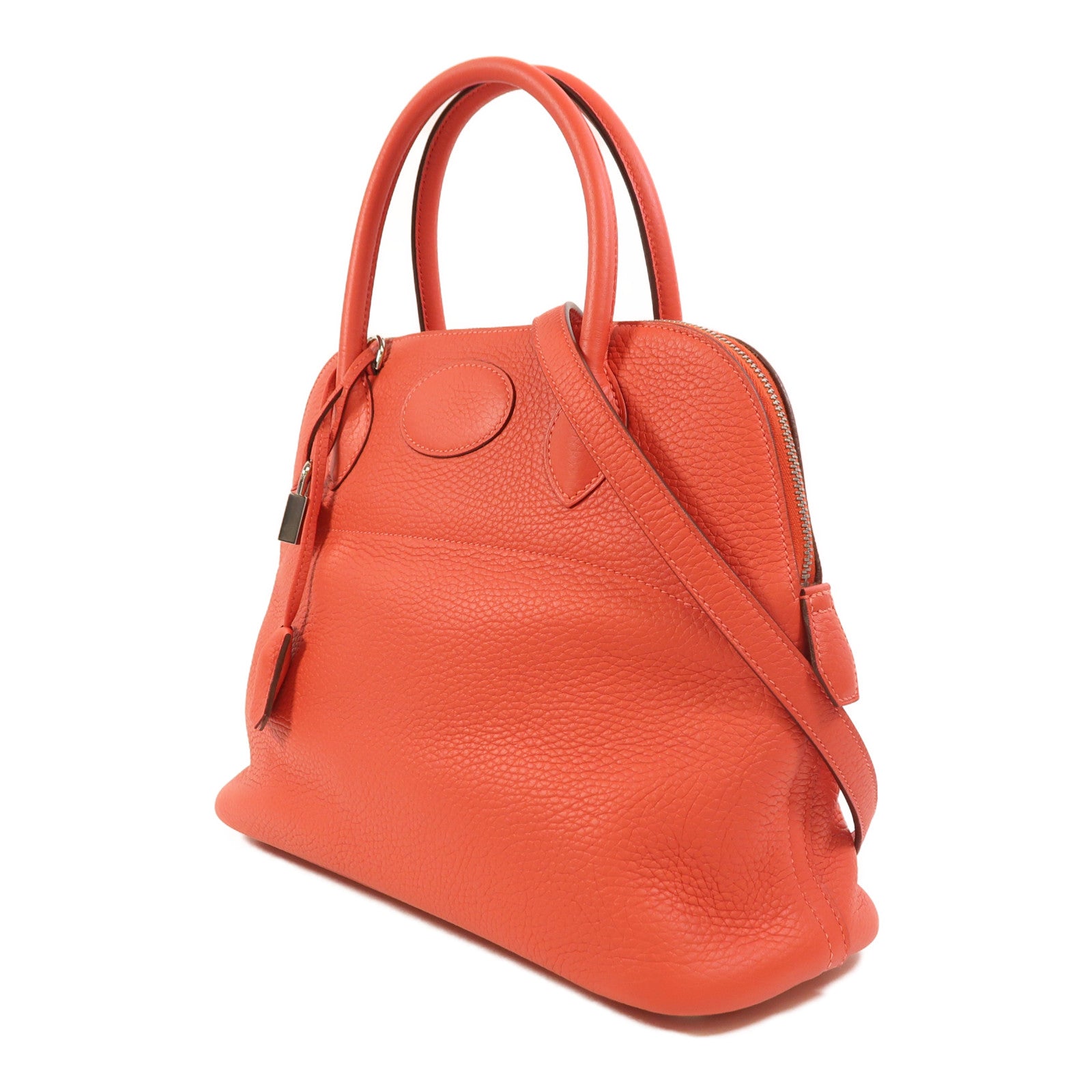HERMES Clemence皮革Bolide 31銀扣手挽肩背兩用袋Rose Jaipur
