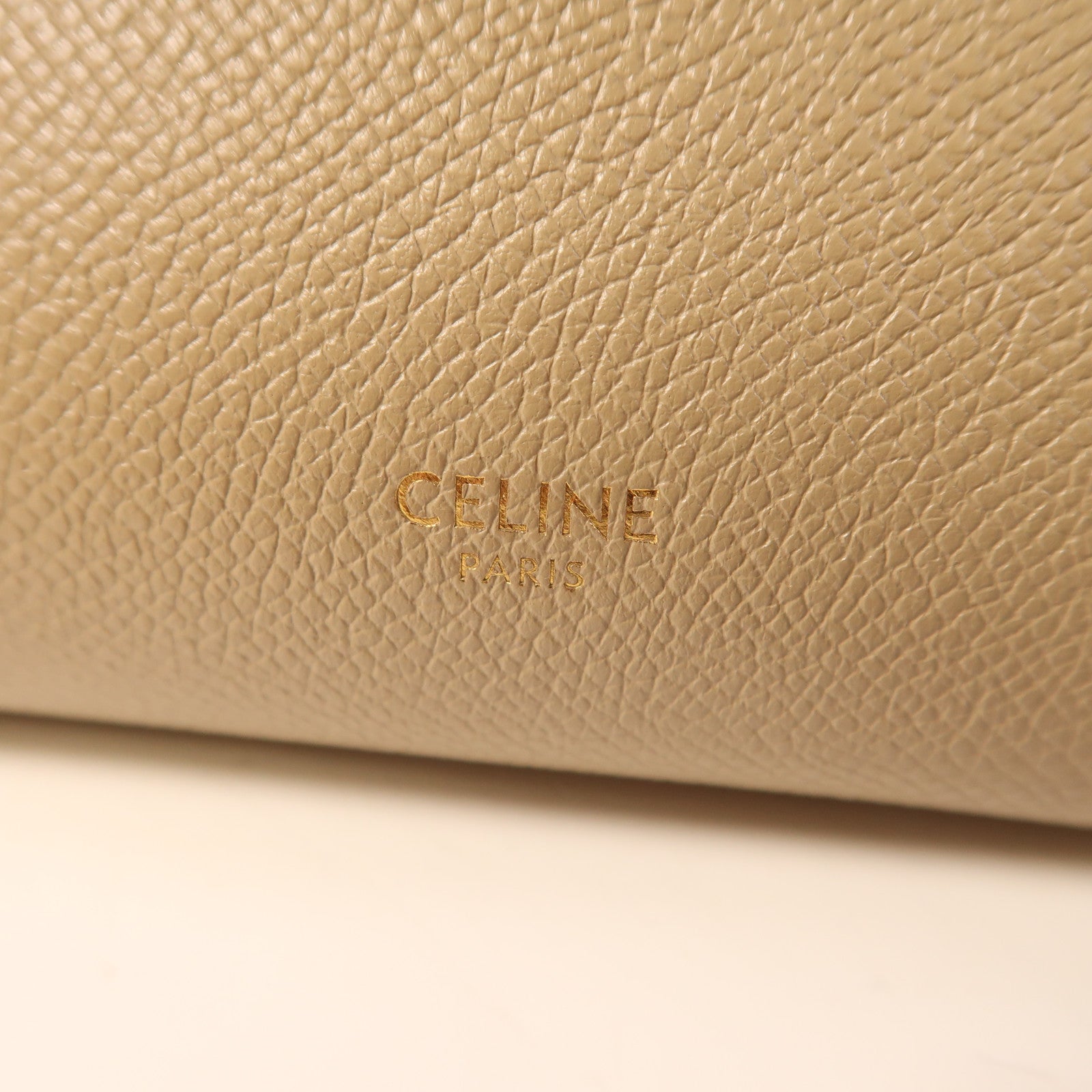 CELINE GHW Nano Belt Bag 2 Way Shoulder Bag Handbag Calfskin Leather Beige