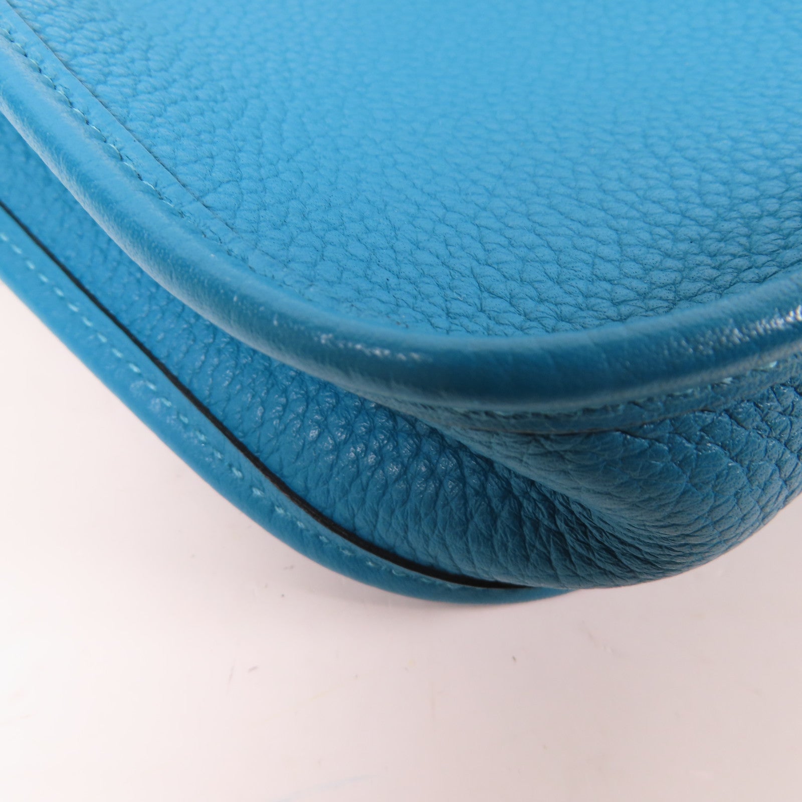 HERMES 【激減優惠】Clemence皮革Evelyne TPM銀扣肩背袋Turquoise/藍色