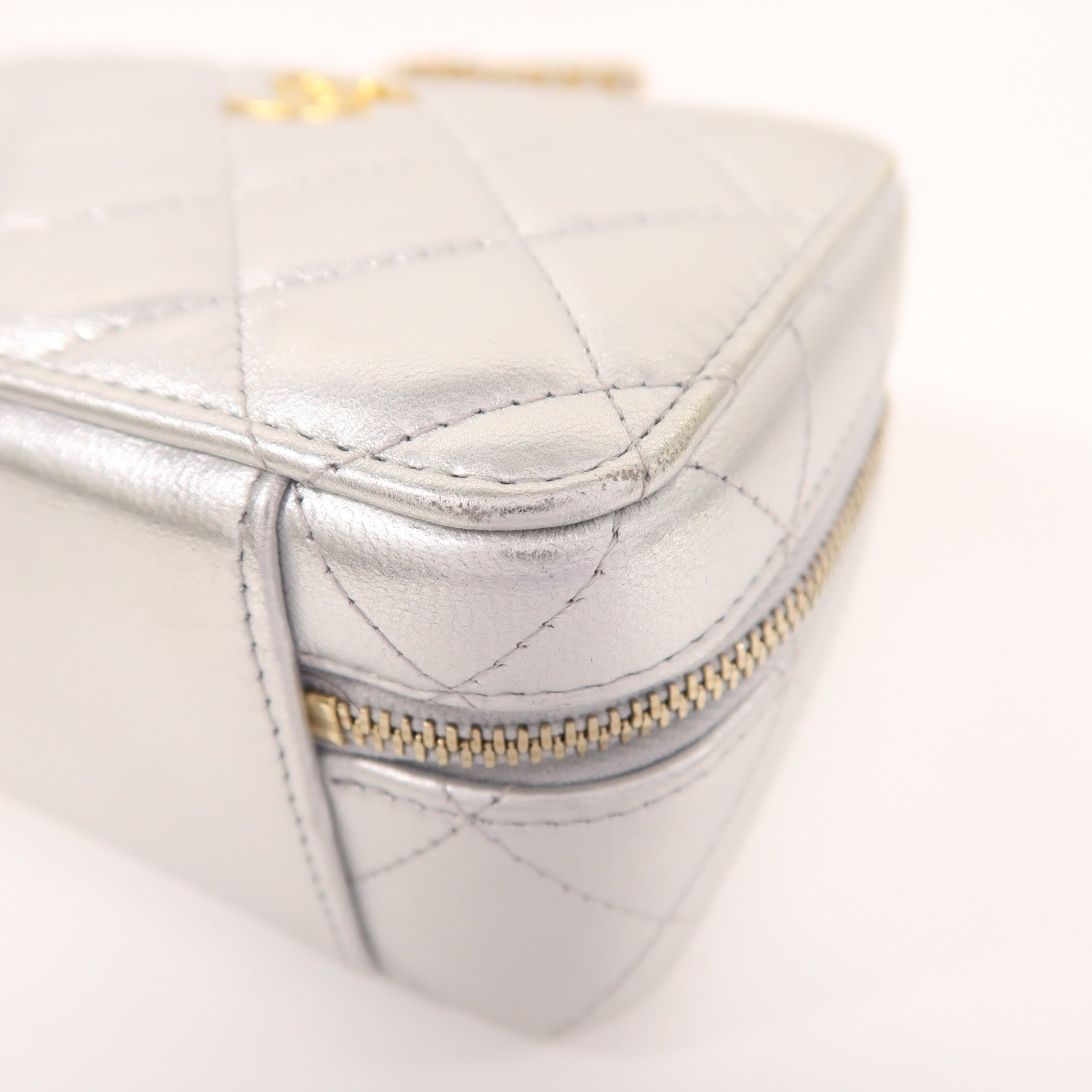 CHANEL 牛皮皮革Vanity Case金扣手挽肩背兩用袋