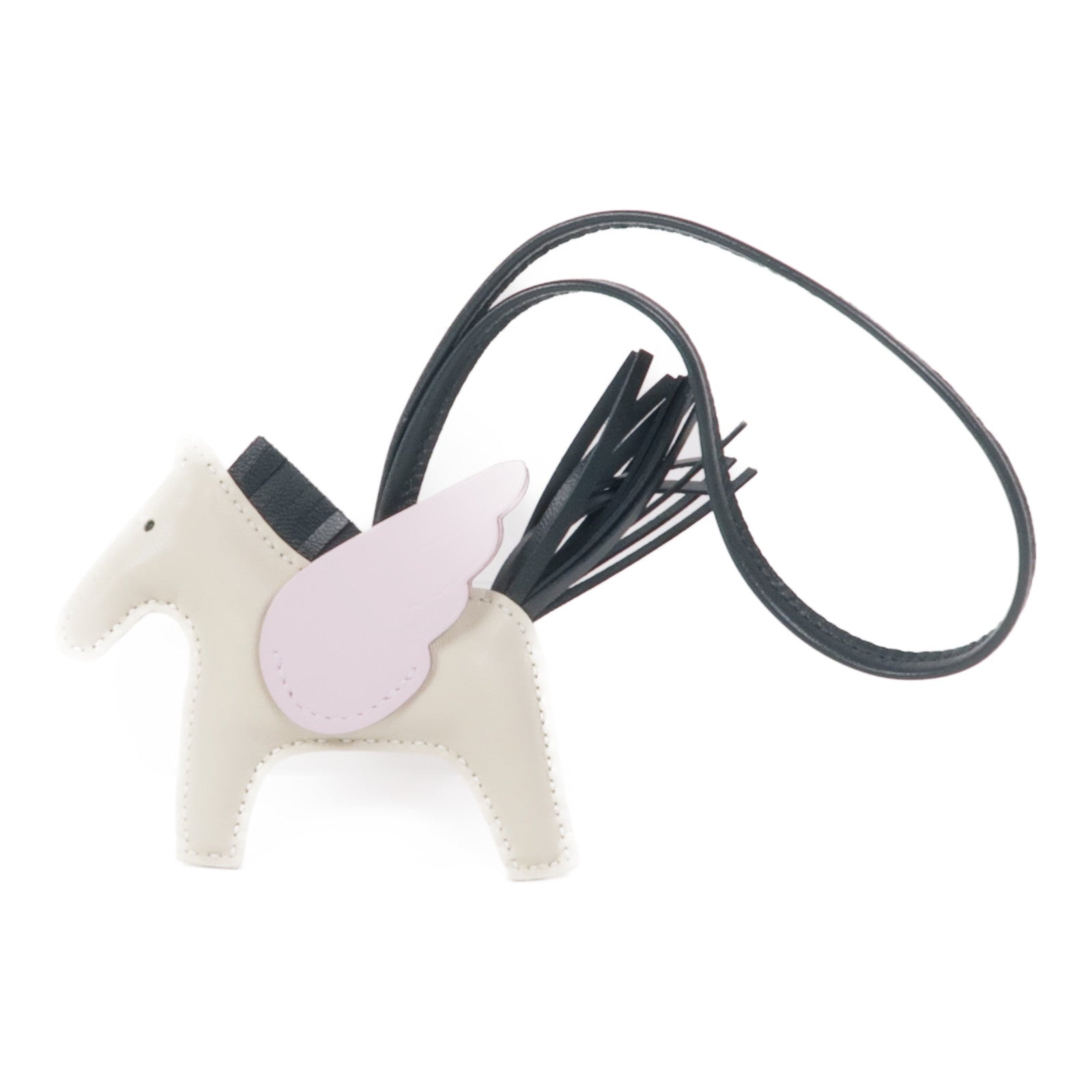 HERMES Milo皮革/Swift皮革Rodeo Pegase PM掛飾Craie/Vert Cypres/Mauve Pale