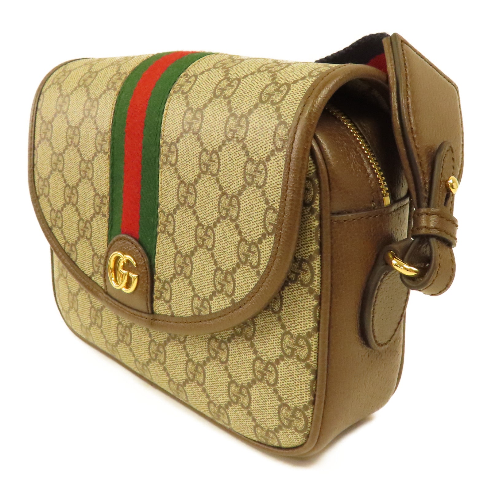 GUCCI 塗層帆布Ophidia GG金扣肩背袋