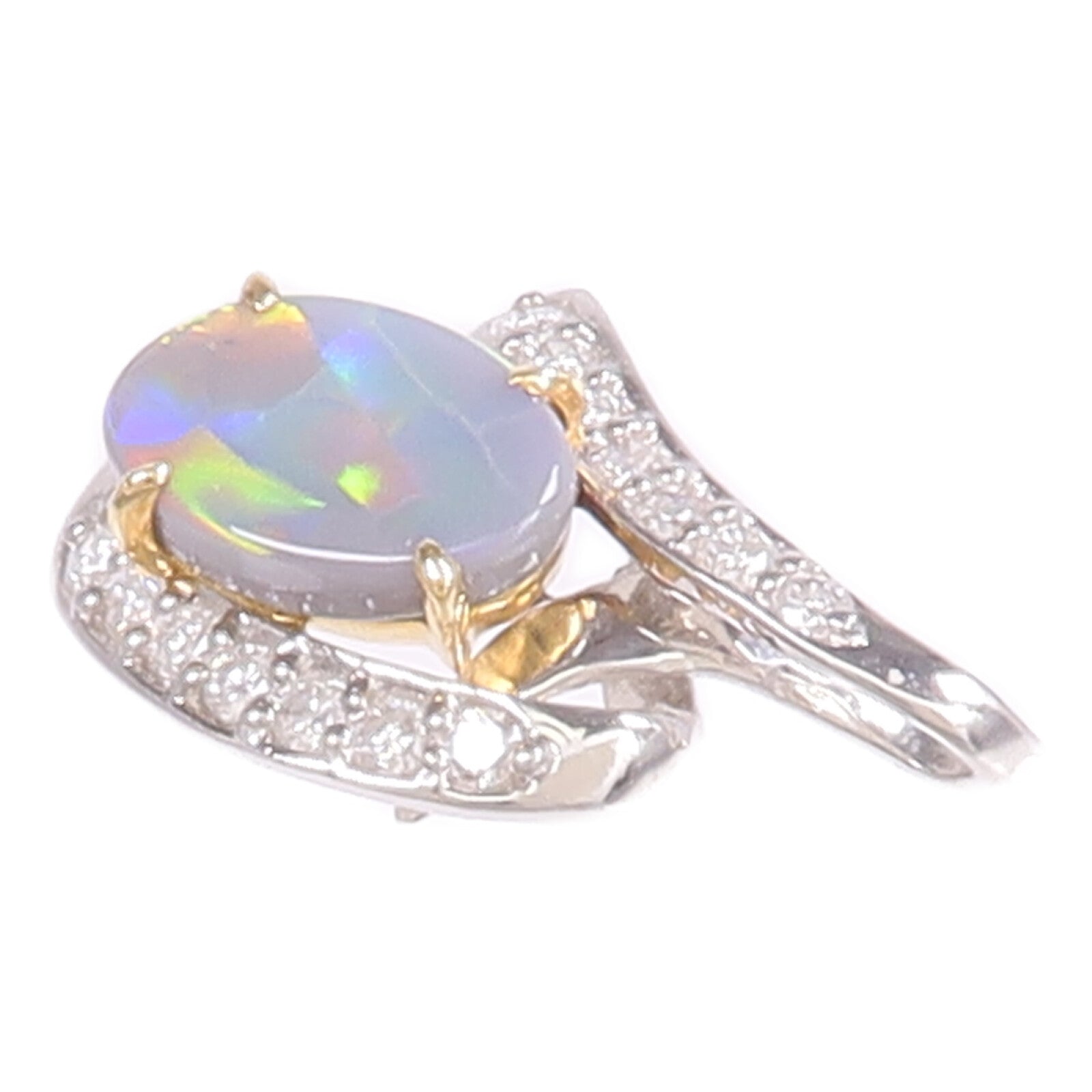 JEWELRY PT900鉑金/18K黃金Black Opal Diamond Pendant Top黑蛋白石/鑽石吊墜