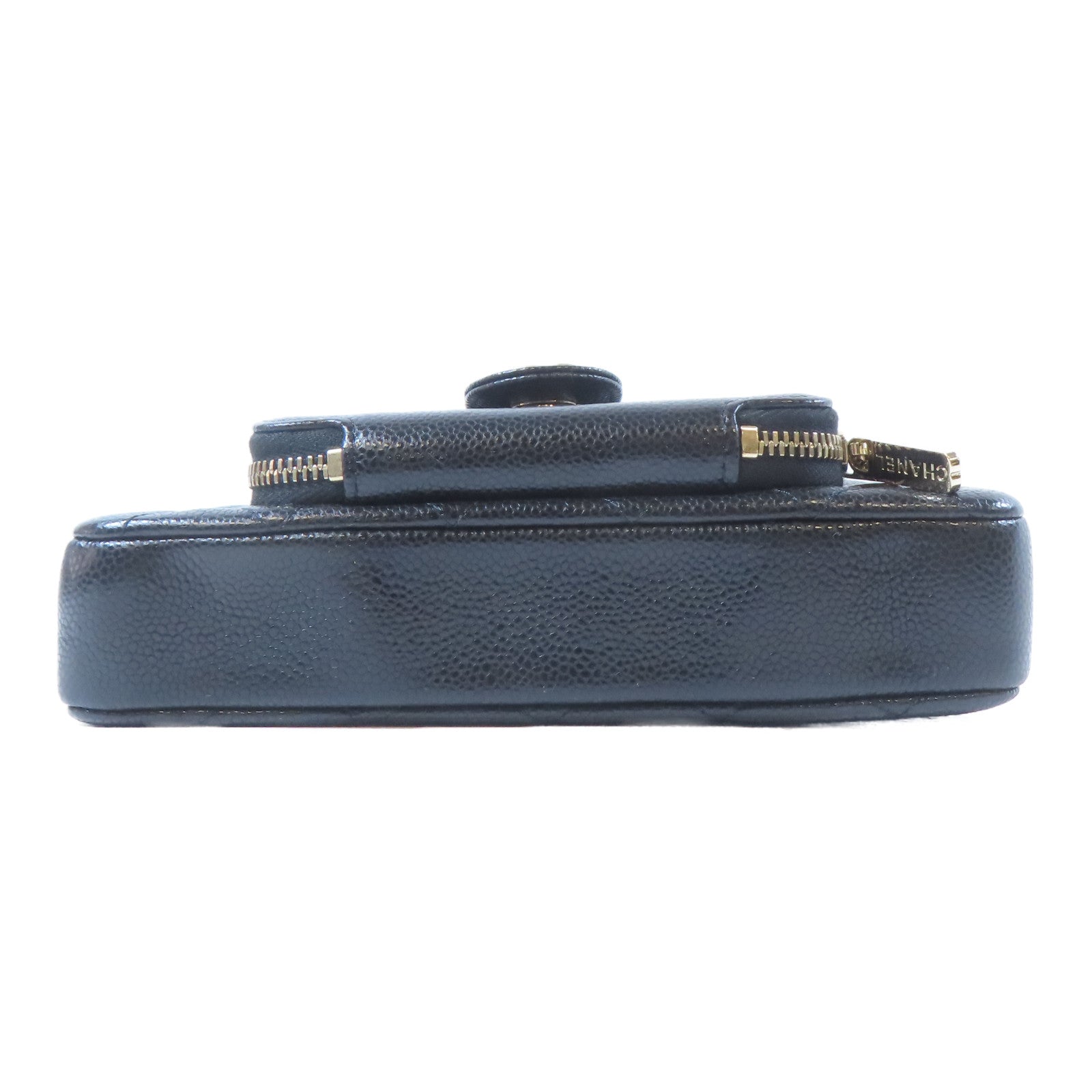 CHANEL 菱格Caviar皮革Wallet On Chain Bag金扣鏈帶肩背袋黑色
