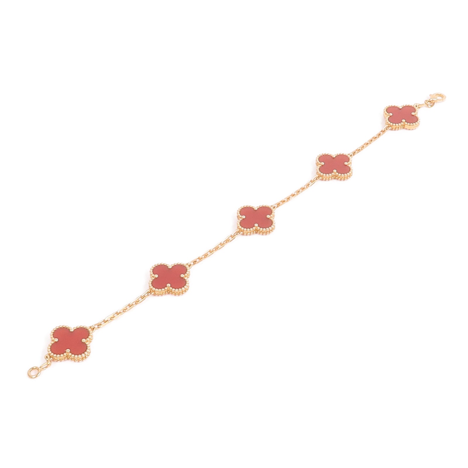 Van Cleef & Arpels 18K黃金Vintage Alhambra Bracelet紅玉髓手鏈