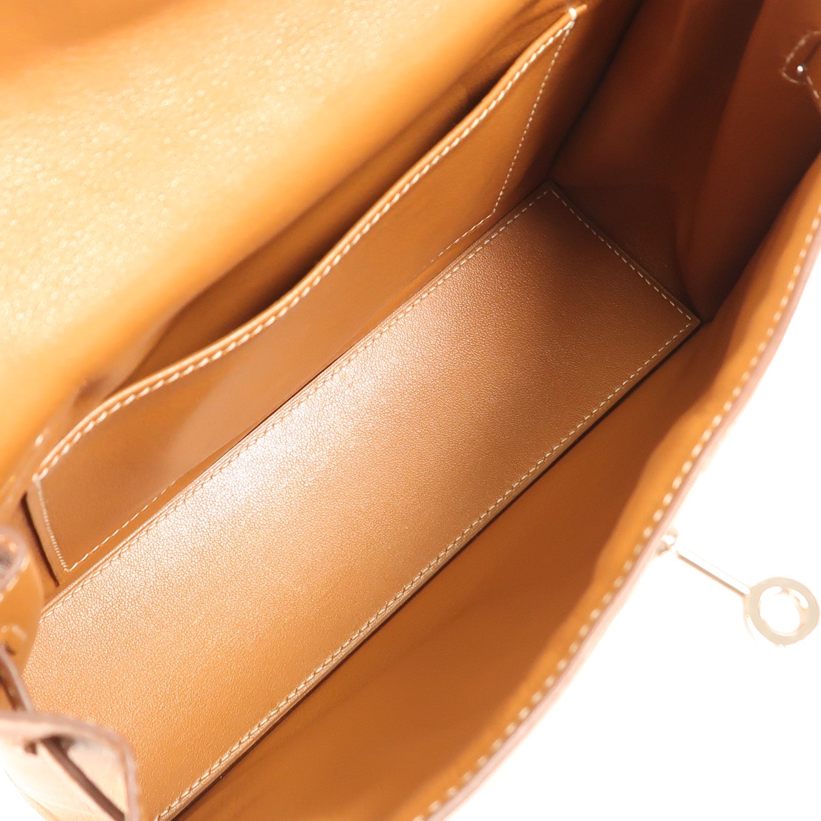 HERMES Swift皮革Kelly Danse銀扣肩背袋Gold