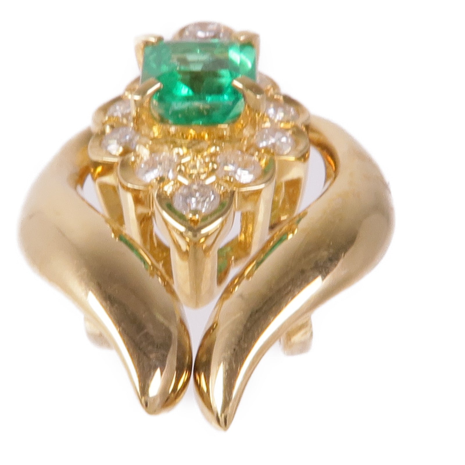 JEWELRY Emerald Diamond Pendant Top 18K Yellow Gold
