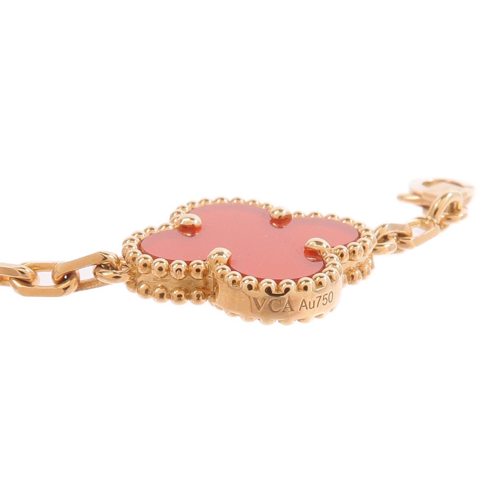 Van Cleef & Arpels 18K黃金Vintage Alhambra Bracelet紅玉髓手鏈