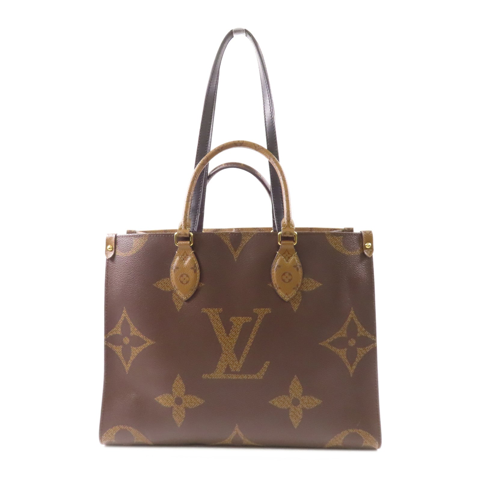 LOUIS VUITTON Monogram Giant/Monogram Reverse On The Go MM金扣手挽肩背兩用袋