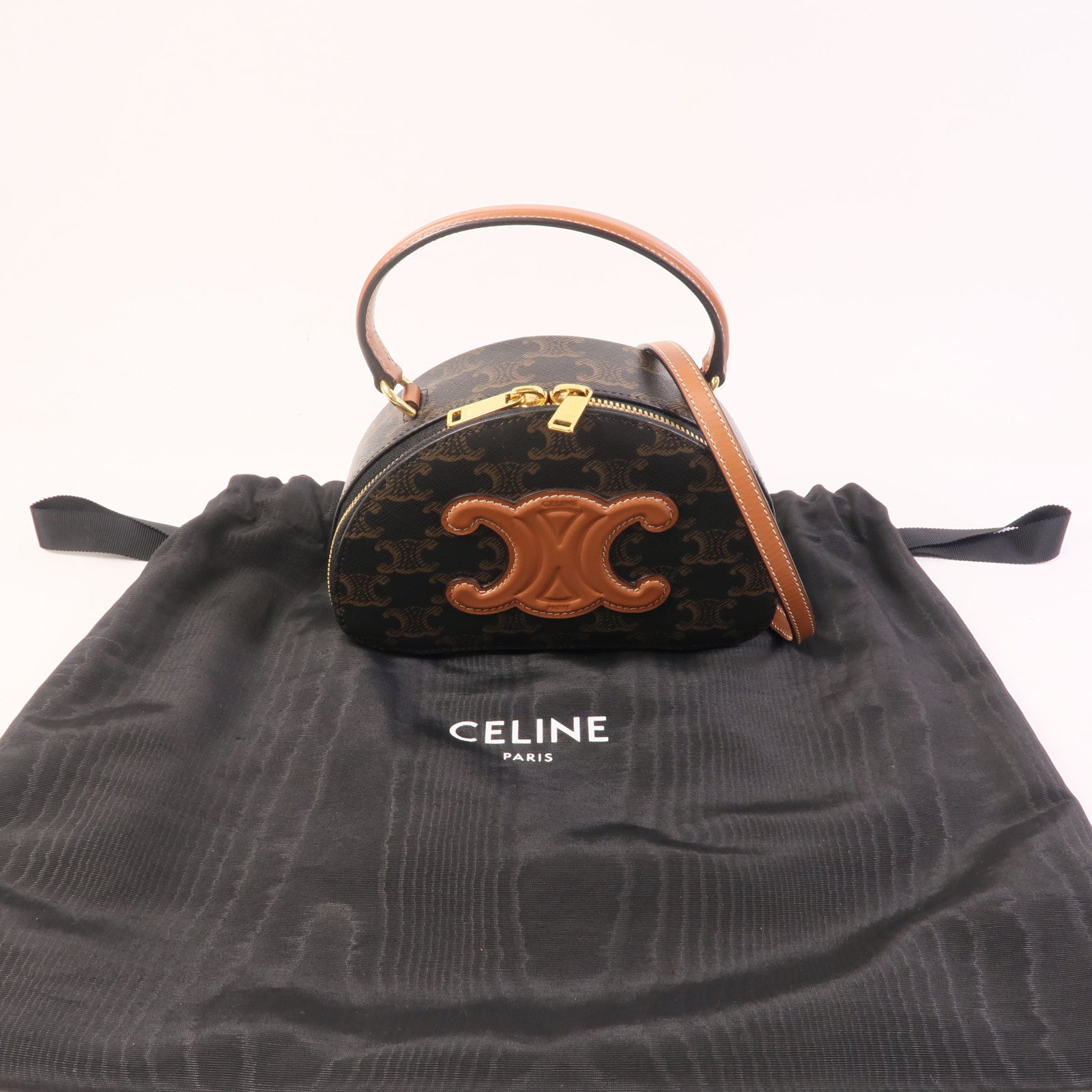 CELINE 【激減優惠】塗層帆布Half Moon Case金扣手挽肩背兩用袋