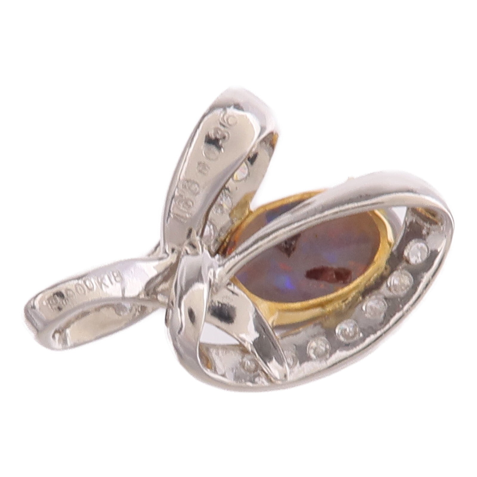 JEWELRY PT900鉑金/18K黃金Black Opal Diamond Pendant Top黑蛋白石/鑽石吊墜