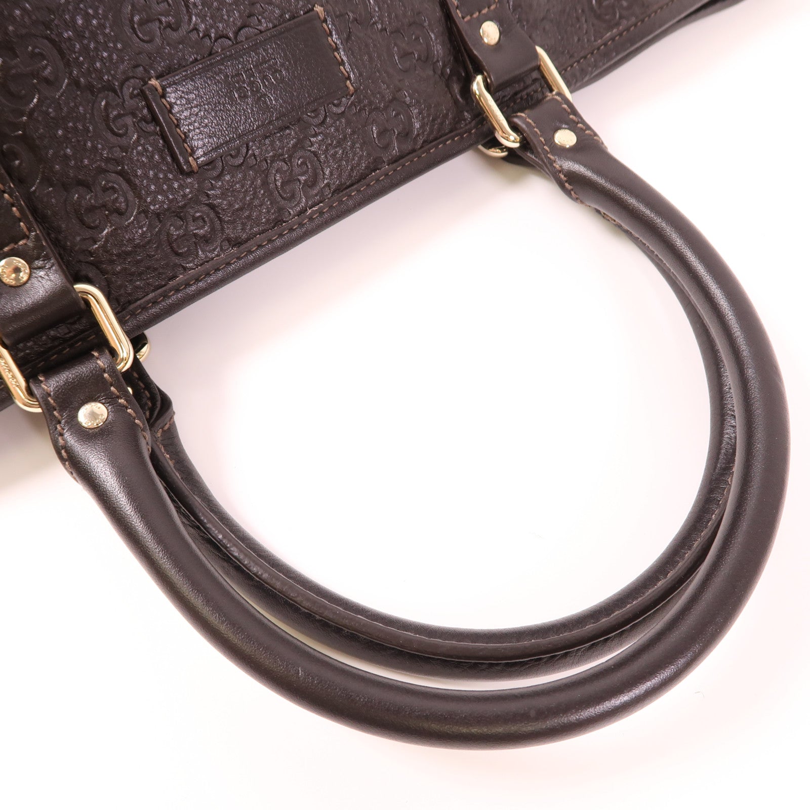 GUCCI GG GHW Tote Bag Handbag 201482 Calfskin Leather Brown