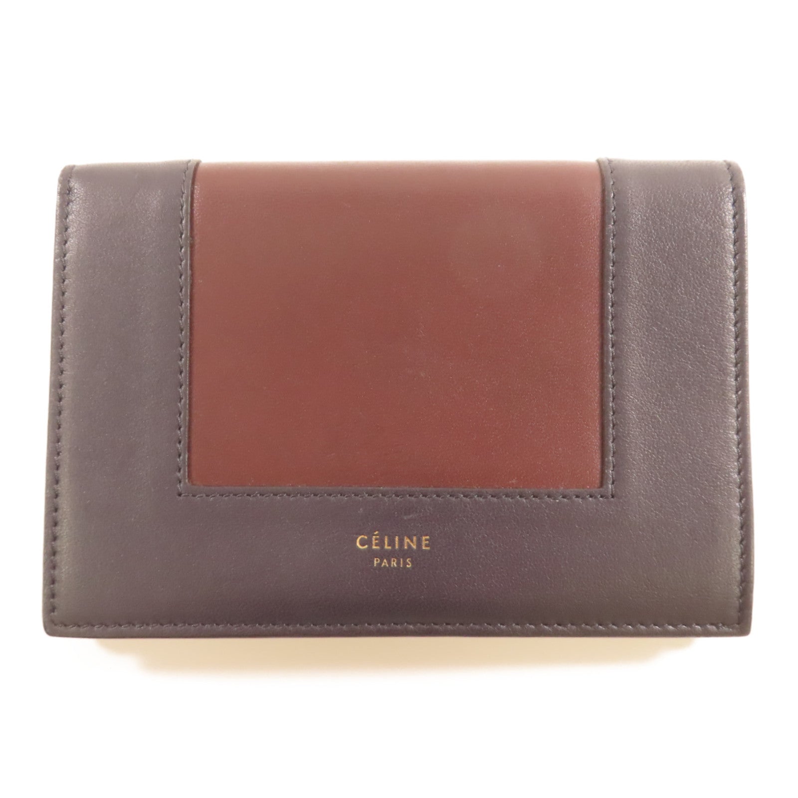 CELINE 【激減優惠】皮革Wallet金扣錢包藍色/紅色